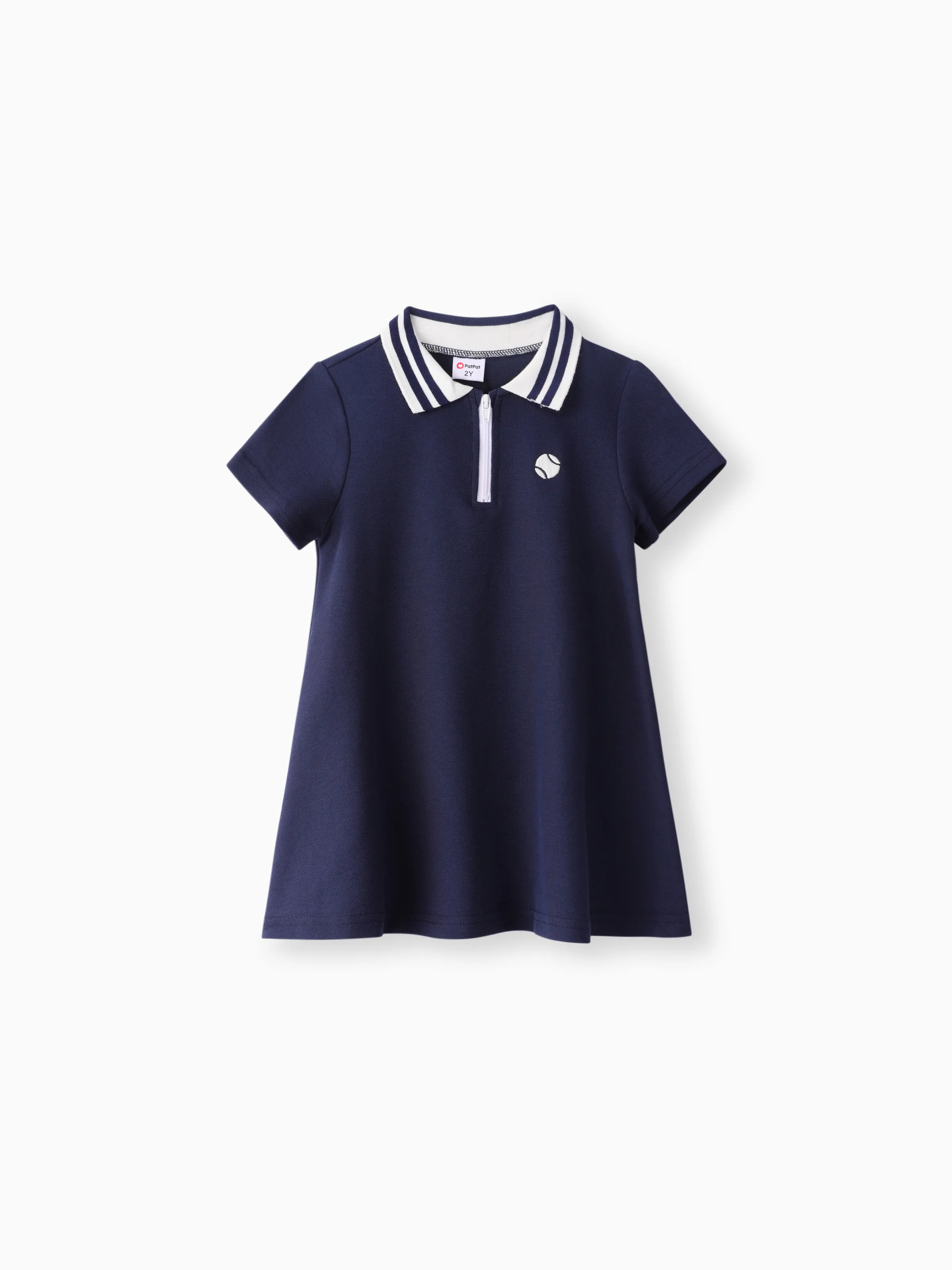 Toddler Girl Lapel Collar Baseball Print Dress