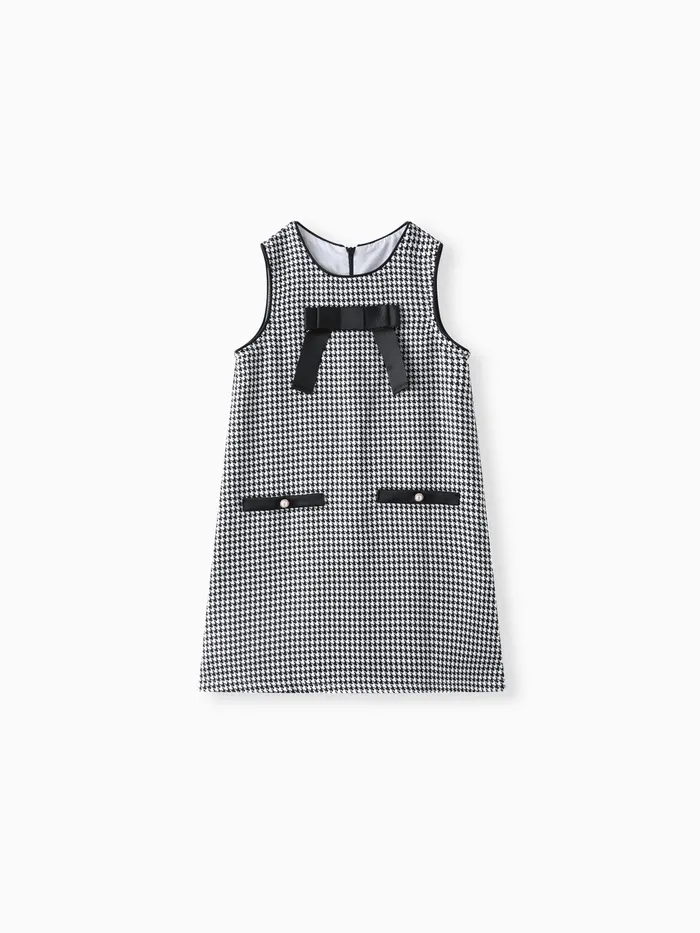 Kid Girl Grid Print Hyper-Tactile Design Kleid