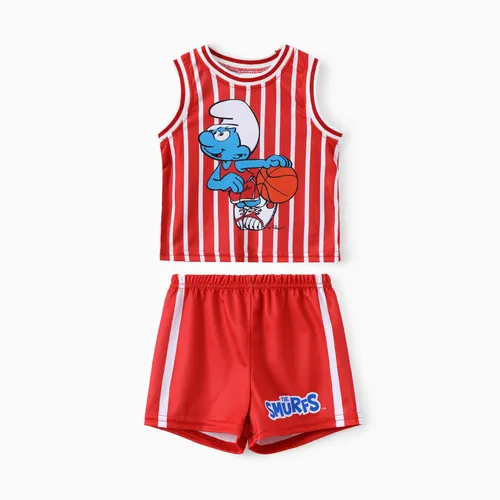 The Smurfs Baby/Toddler Boys 2pc Basketball Character Striped Print Tank Top with Shorts Sporty Set