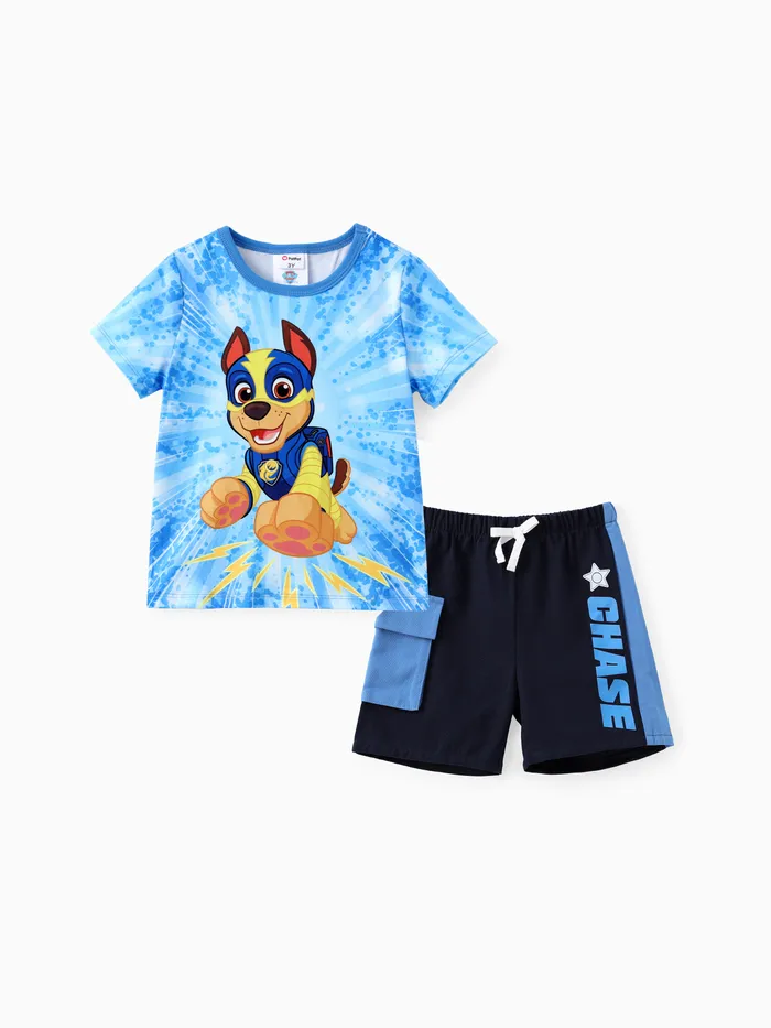 Paw Patrol Toddler Boys 2pc Character Tie-Dye Print Camiseta con Algodón Conjunto Deportivo Corto Con Bolsillo