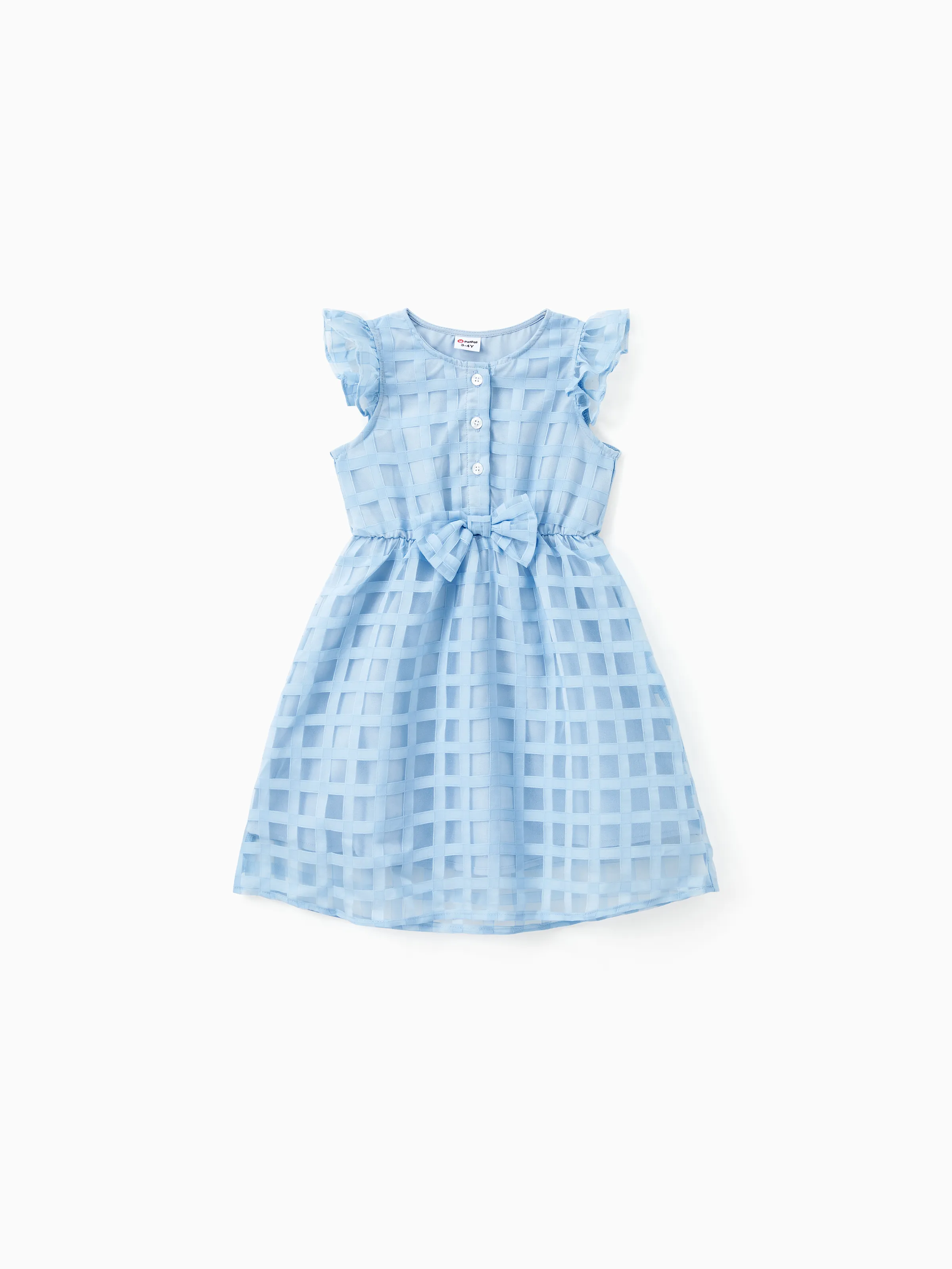 

Family Matching Sets Blue Vacation Mode Tee or Tiered Checkered Organza Mesh Halter Dress