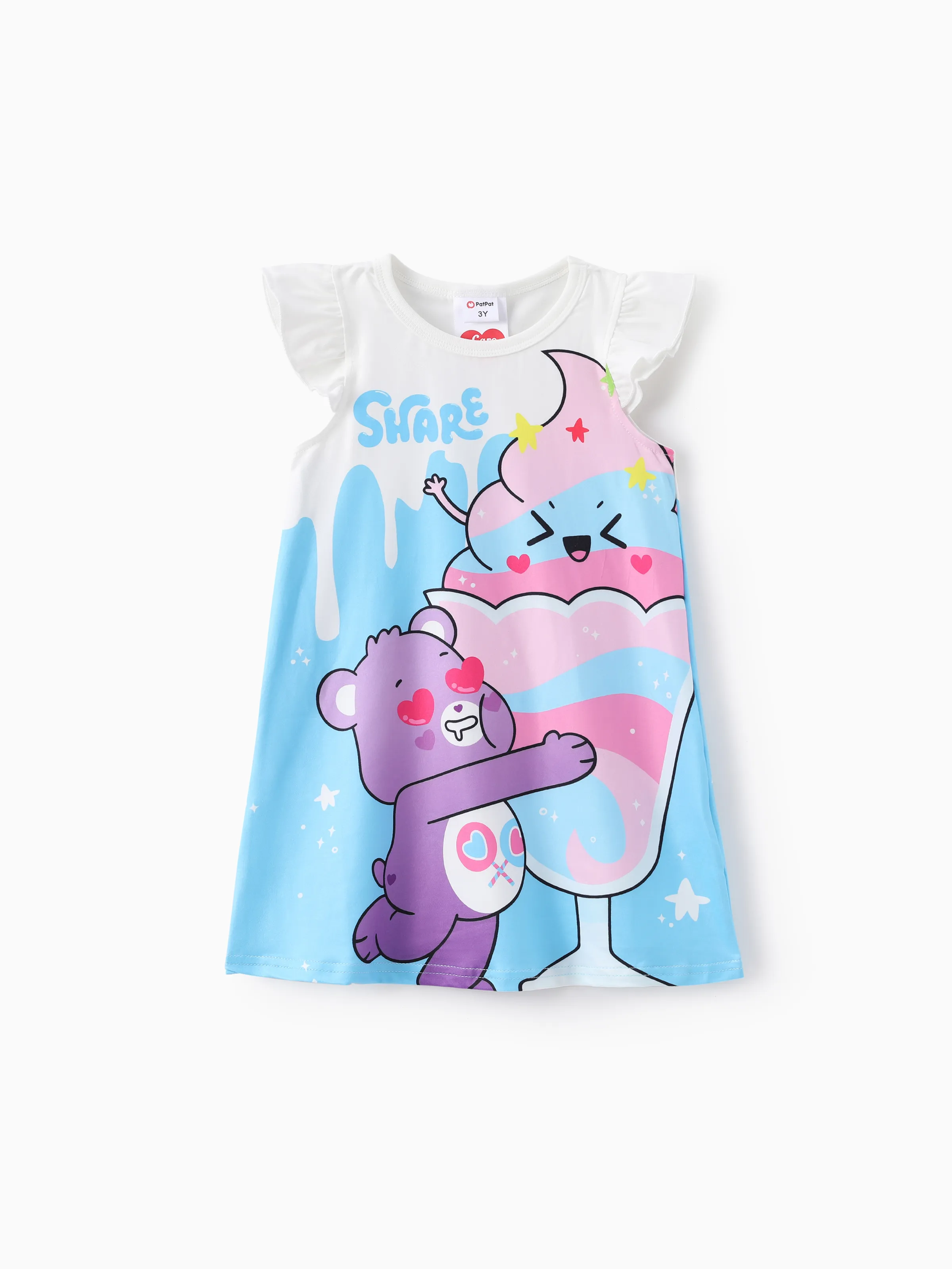 

Care Bears Toddler Girls 1pc Rainbow Cupcake with Character Print Flutter-sleeve Dress