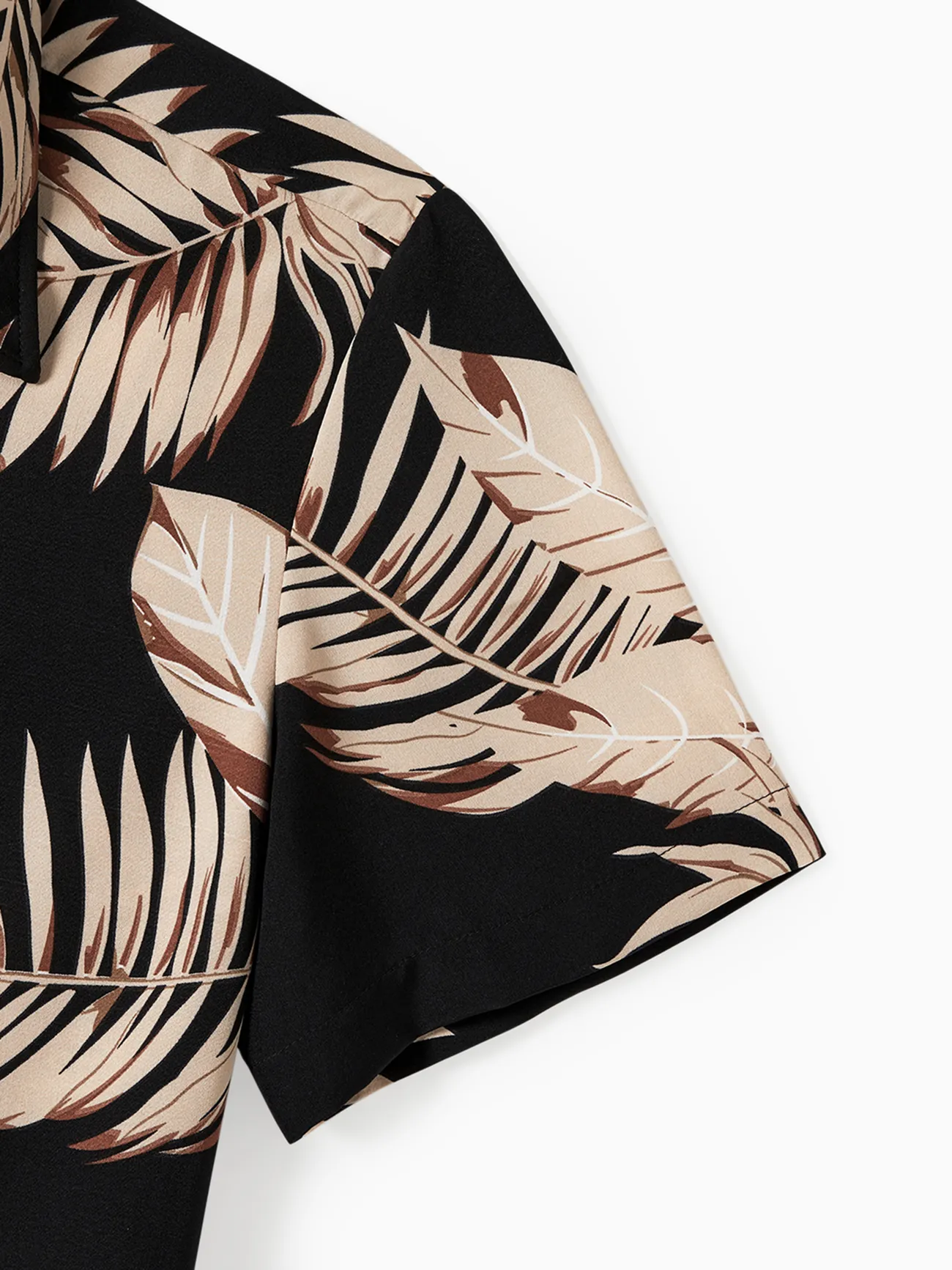Men - Black Tropical Outfits - Family Matching Hawaiian/Cruise/Resort Outfits (Halter Dresses) with Leaves Pattern - Black - image 25