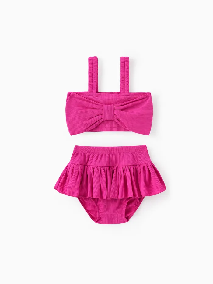 Baby Girl 2pcs Bowknot Crop Camisole and Ruffled Shorts Set