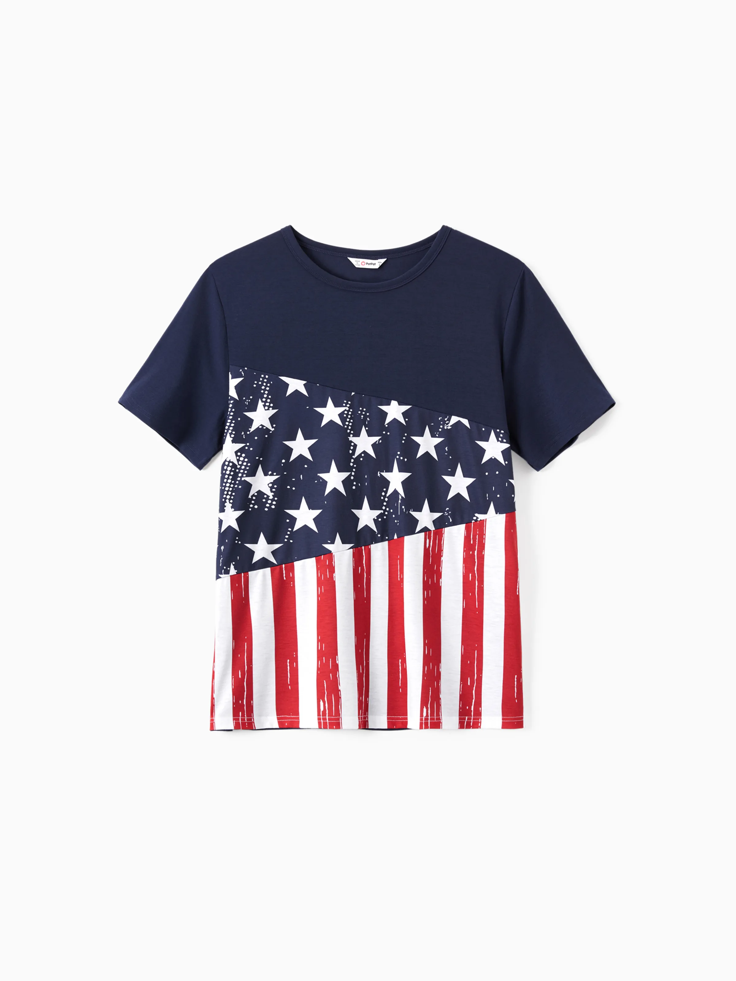 

National Day Family Matching Casual Outfit with Fabric Stitching