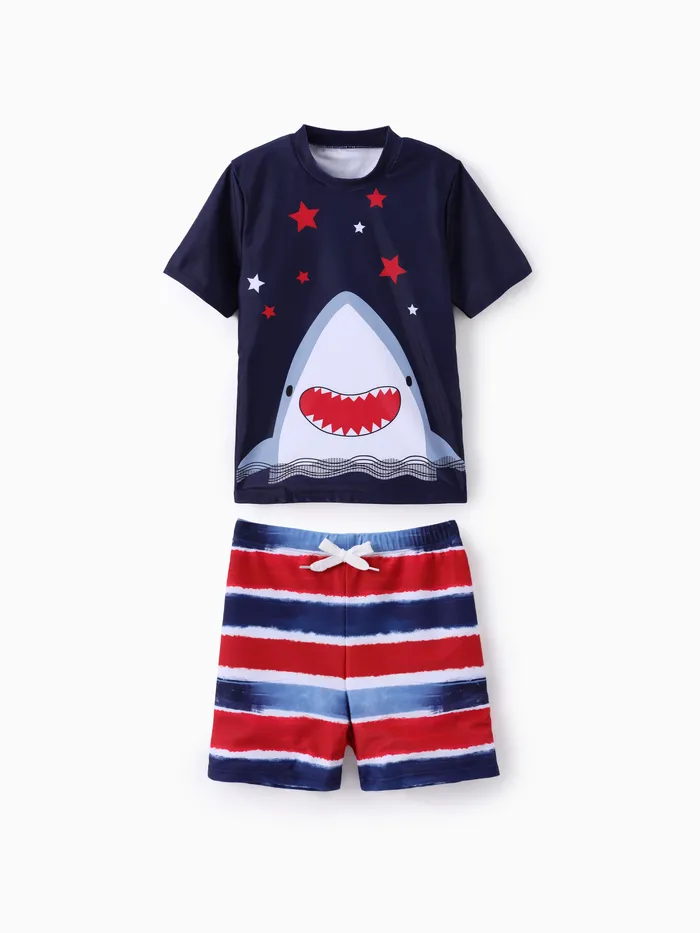 Enfant Garçon 2pcs Ensemble de maillots de bain à imprimé requin
