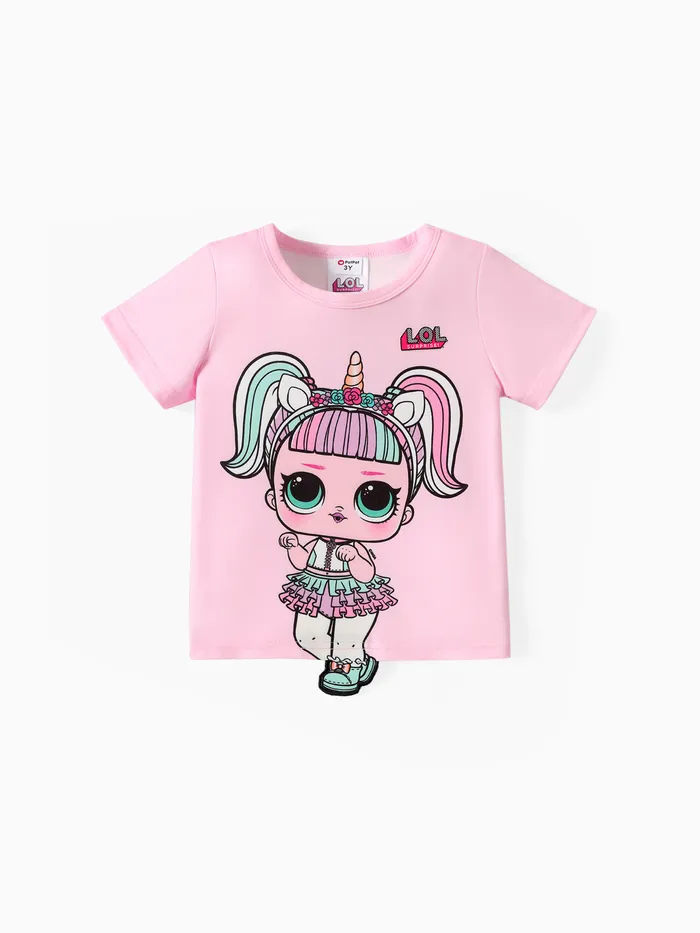 lol. surpresa! camiseta de manga curta com estampa de personagem infantil/criança