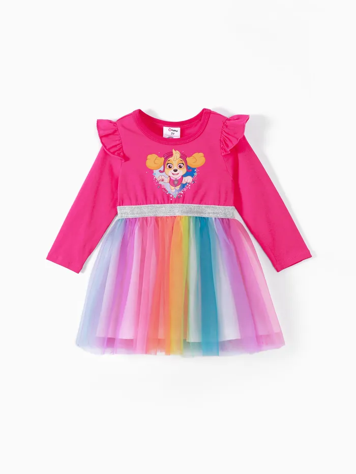 PAW Patrol Toddler Menina Personagem Print Flutter-sleeve vestido