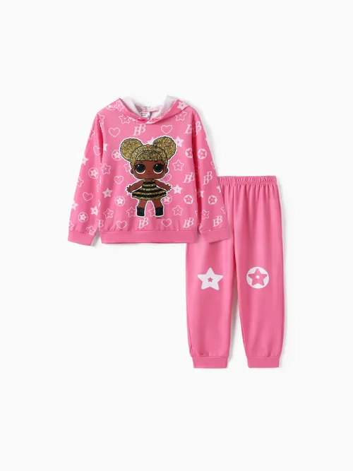 L.O.L. SURPRISE! 2pcs Kid Girl Character Stars Print Hoodie Sweatshirt and Pants Set