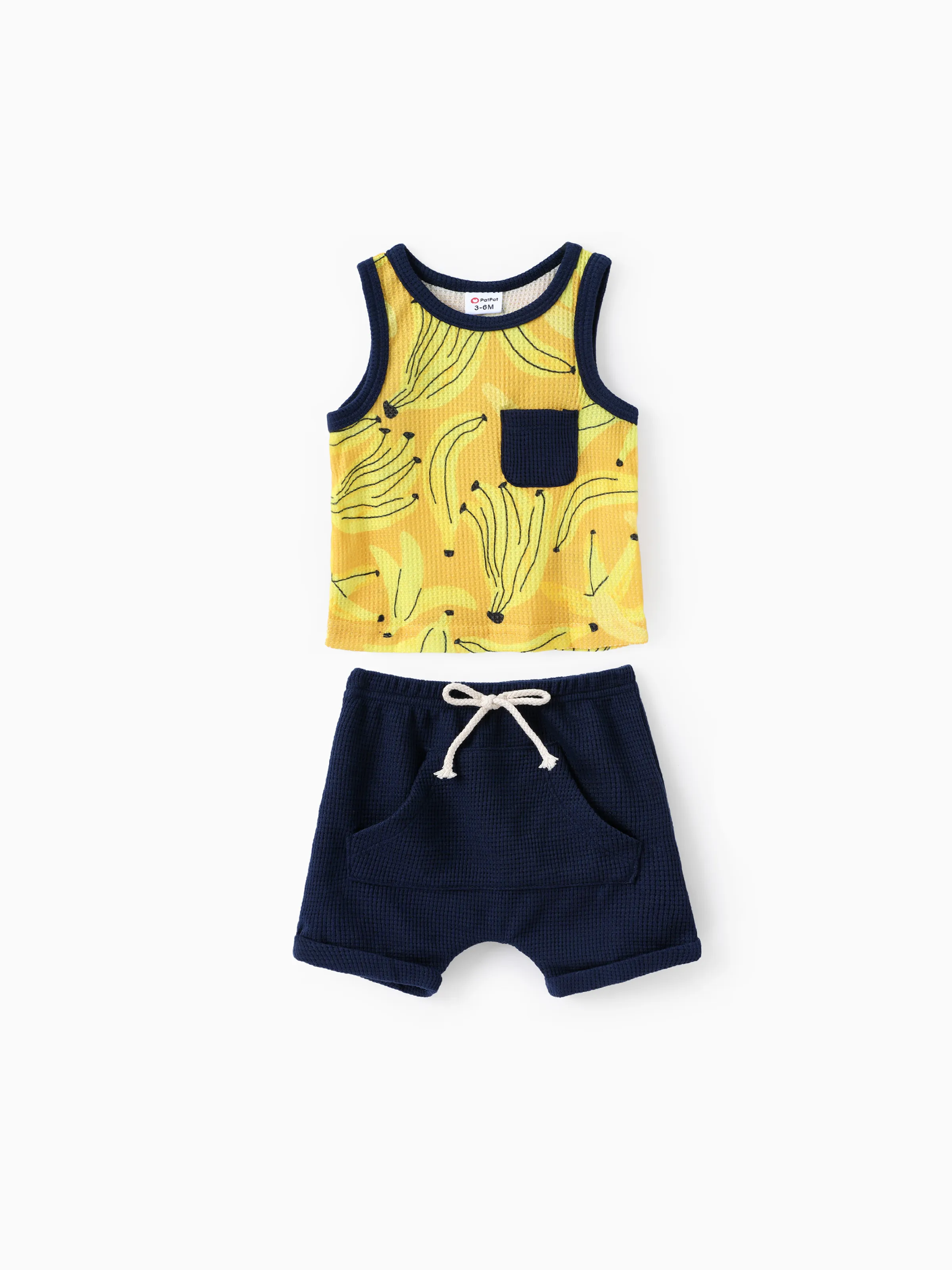 Baby Boy 2pcs Banana Print Tank Top and Shorts Set