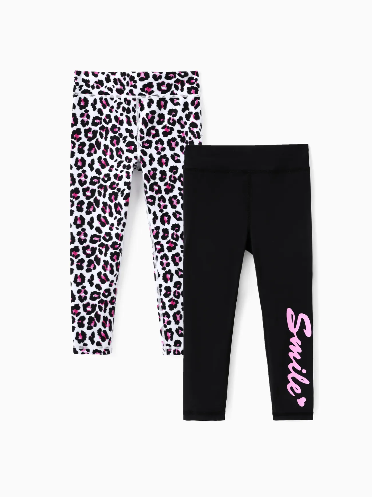 Paquete de 2 leggings con estampado de leopardo y para niños pequeños / niñas Negro big image 1