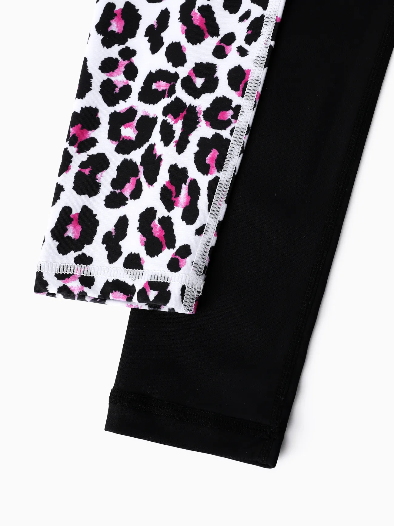 Toddler/Kid Girl 2-Pack Solid＆Leopard Print Leggings Set Black big image 1