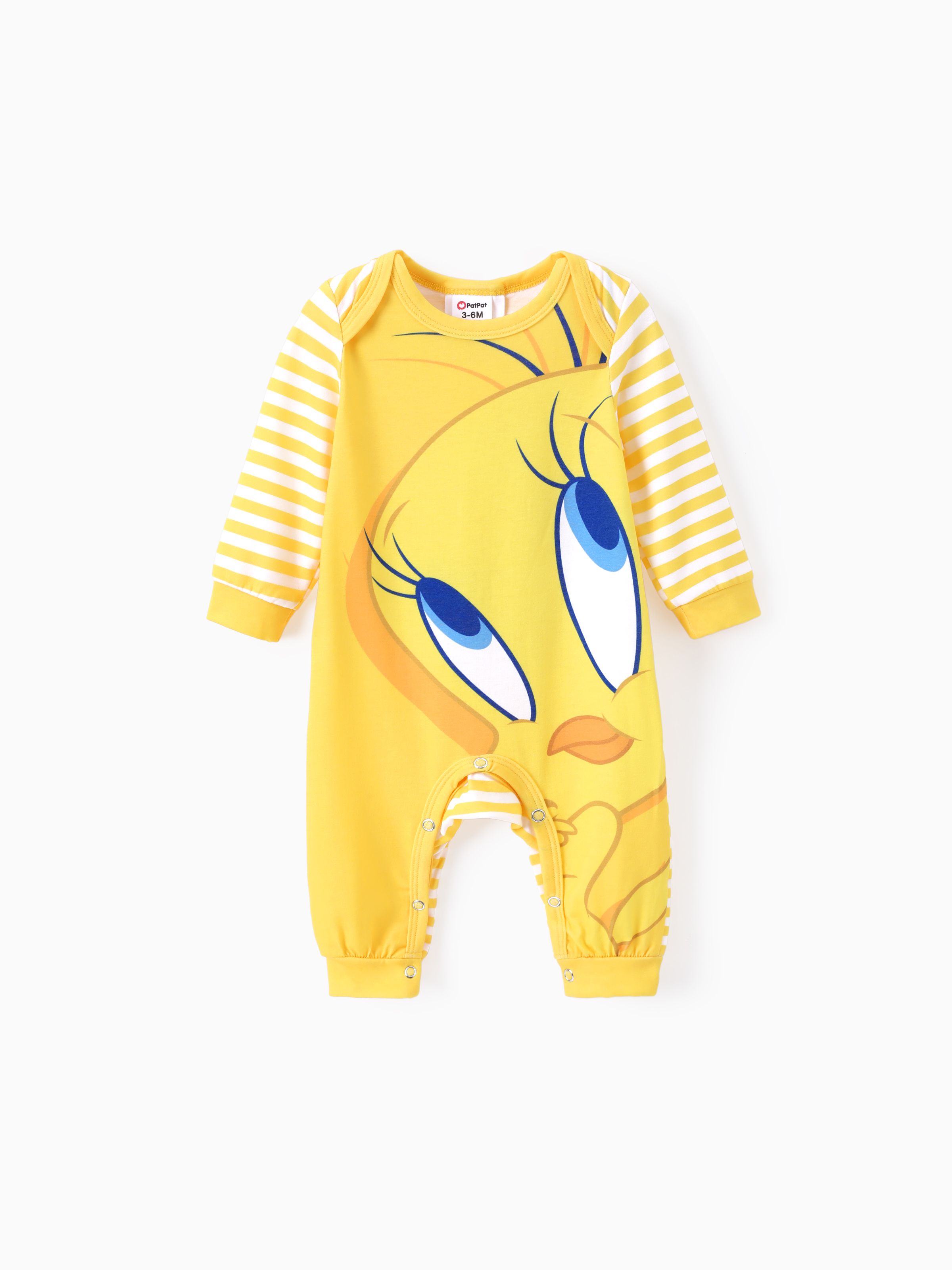 

Looney Tunes Baby Boy/Girl Cartoon Animal Print Striped Long-sleeve Naia™ Jumpsuit