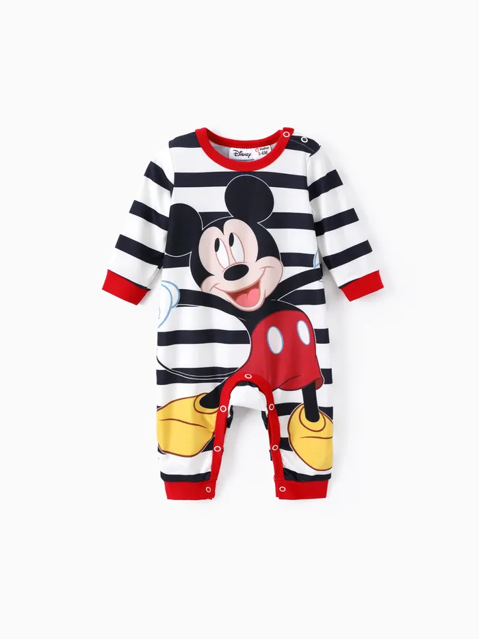 Disney Baby Girl / Menino Naia™ Personagem & Polka Dots / Stripe Print Jumpsuit