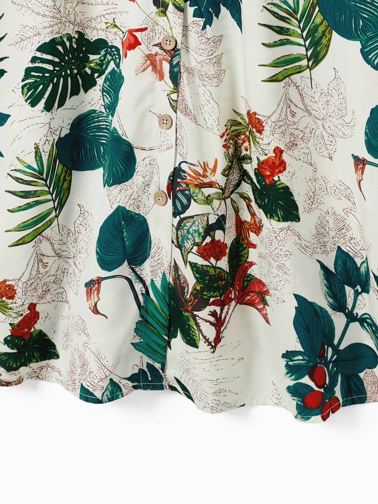 Family Matching Allover Plant Floral Print Dresses and Short-sleeve Shirts Sets Green big image 1