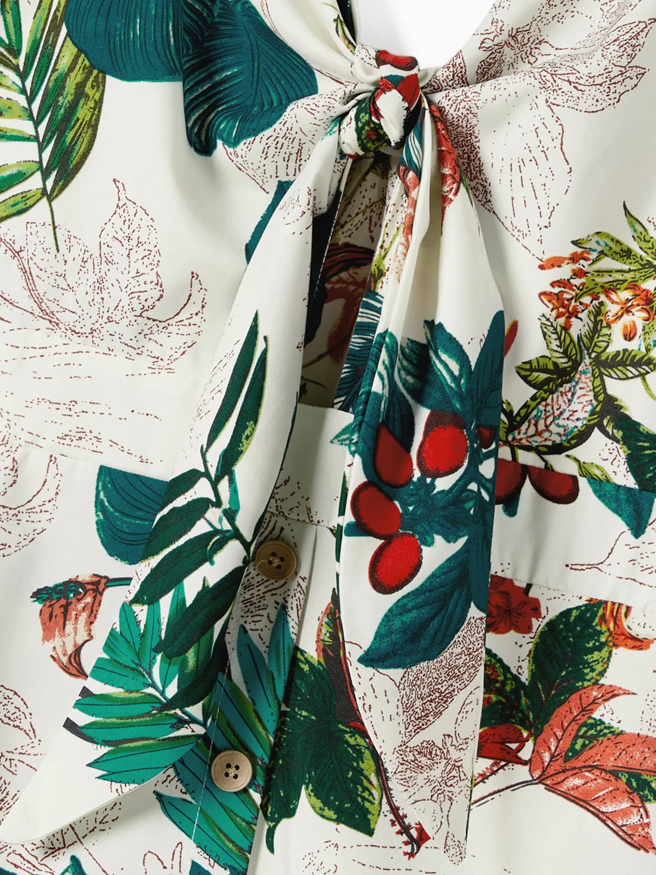Women - Family Matching Allover Plant Floral Print Dresses and Short-sleeve Shirts Sets - Green - image 3
