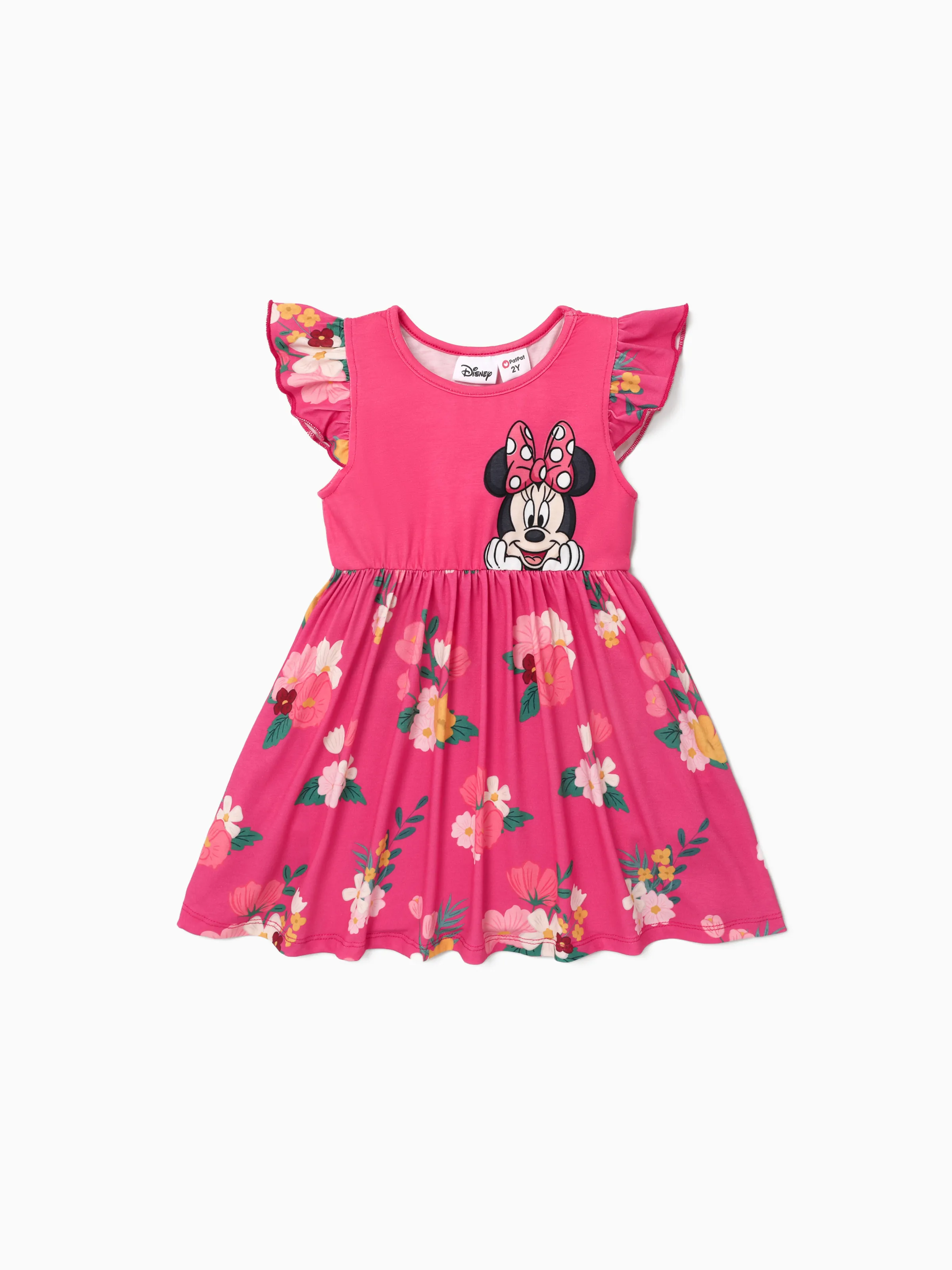 

Disney Mickey and Friends Toddler Girl Naia™ Character Print Ruffled Sleeveless Dress