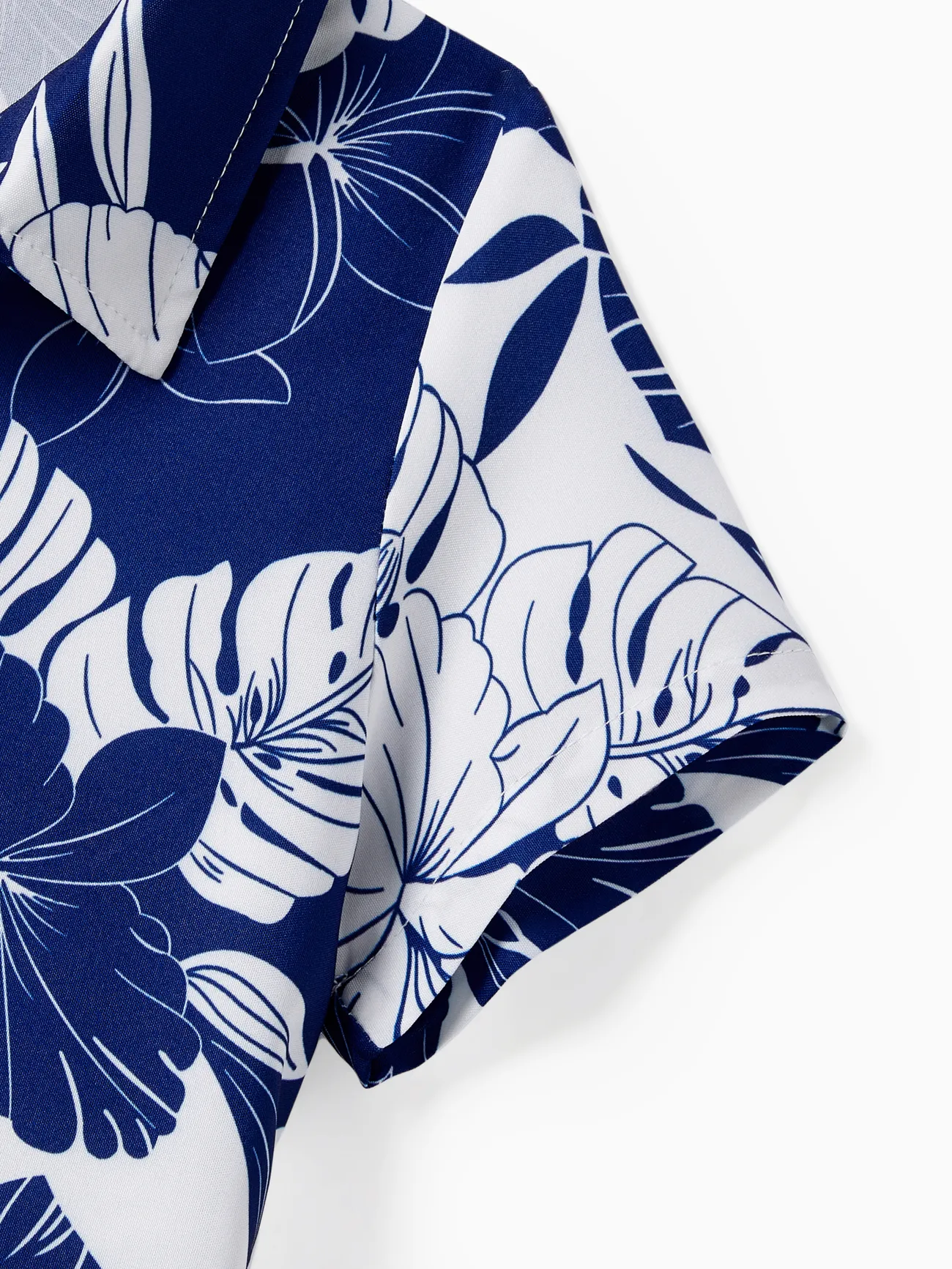 Family Matching Floral Beach Shirt and A-Line Ruffle Hem Strap Dress Sets royalblue big image 1