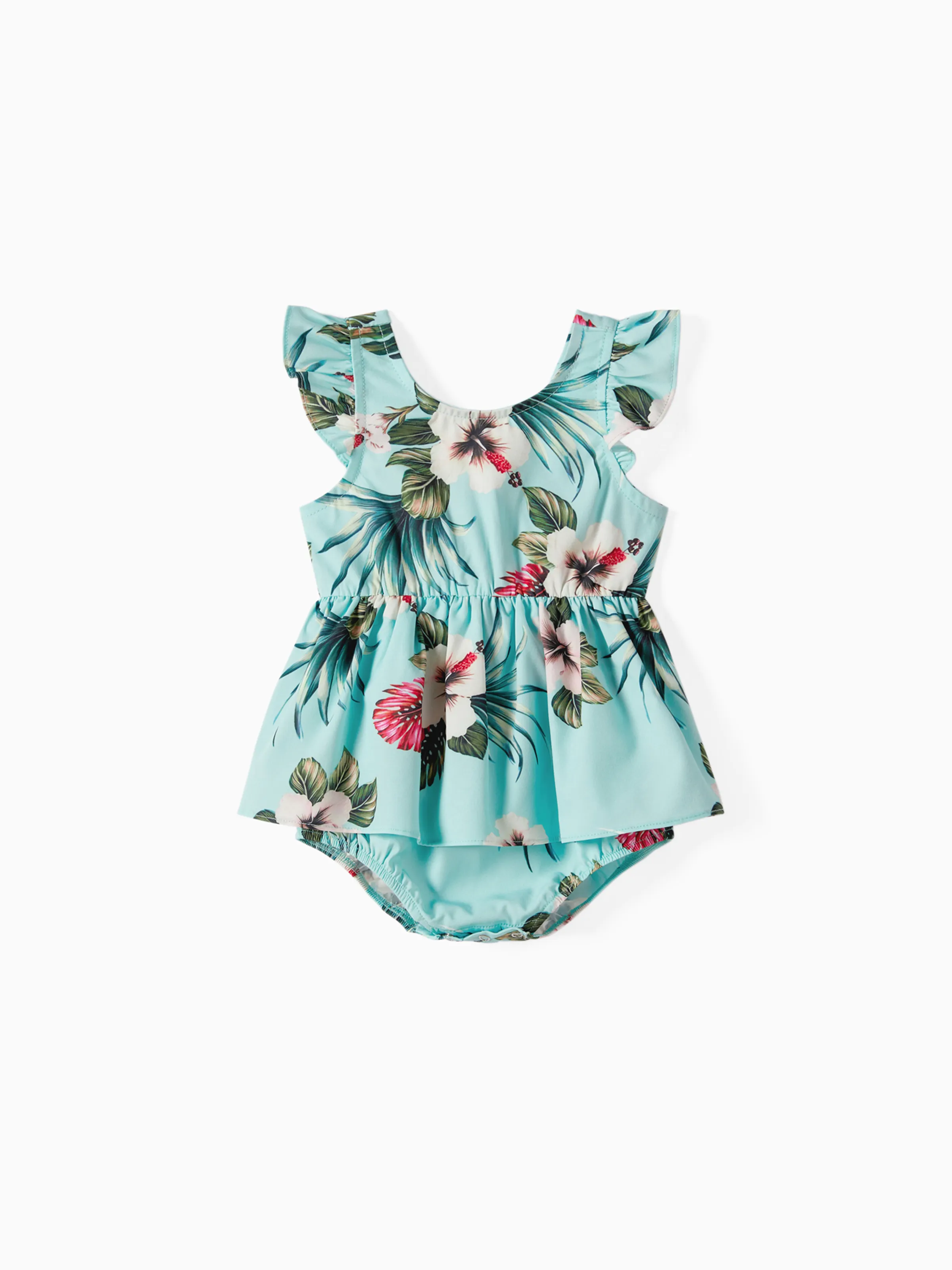 

Family Summer Matching Outfits Drawstring Tropical Floral Casual Suits