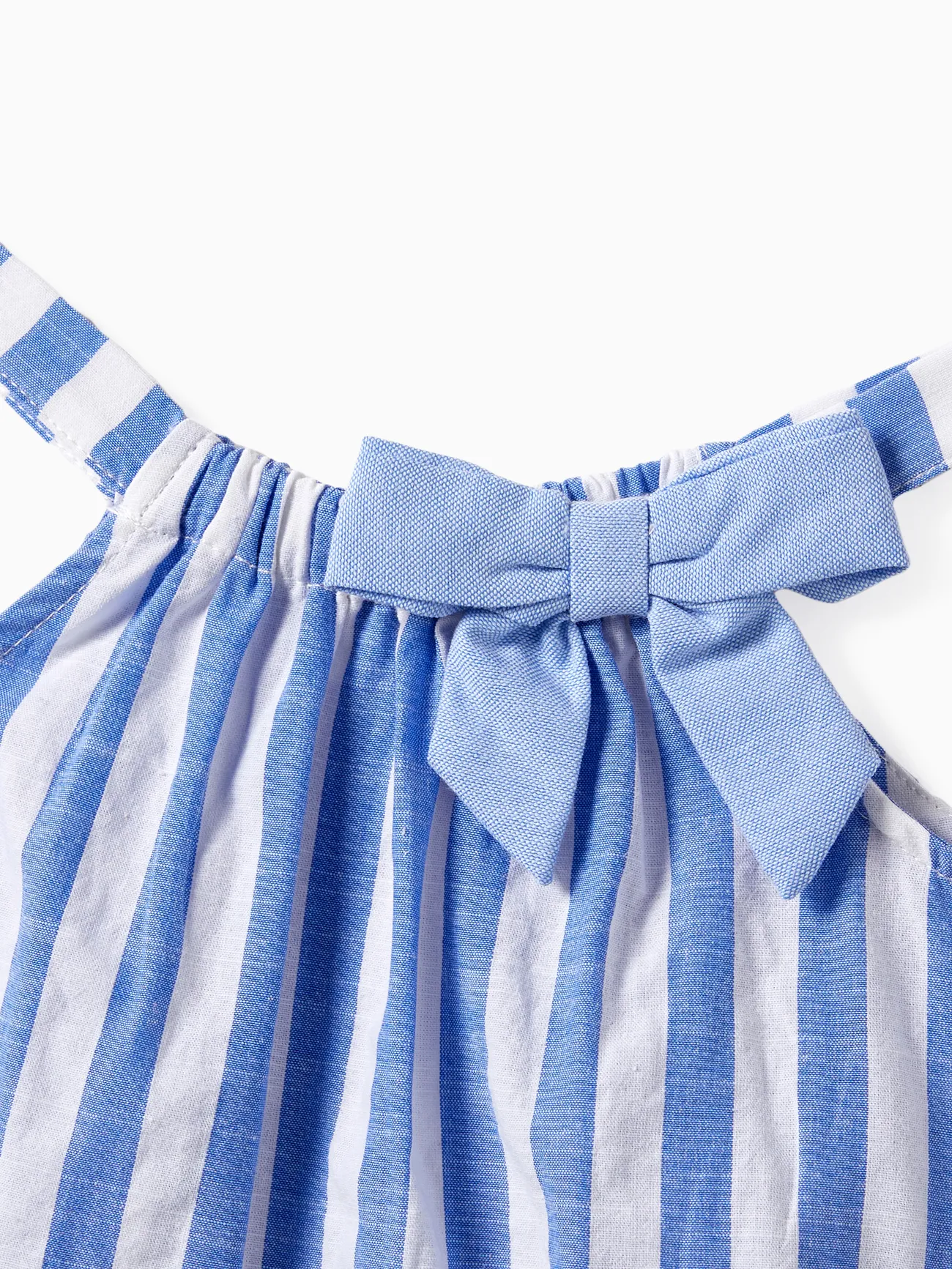 Baby Girl - Family Matching Stripe Shirt and High Neck Halter Tiered Tassel Trim Dress Sets - Blue - image 14