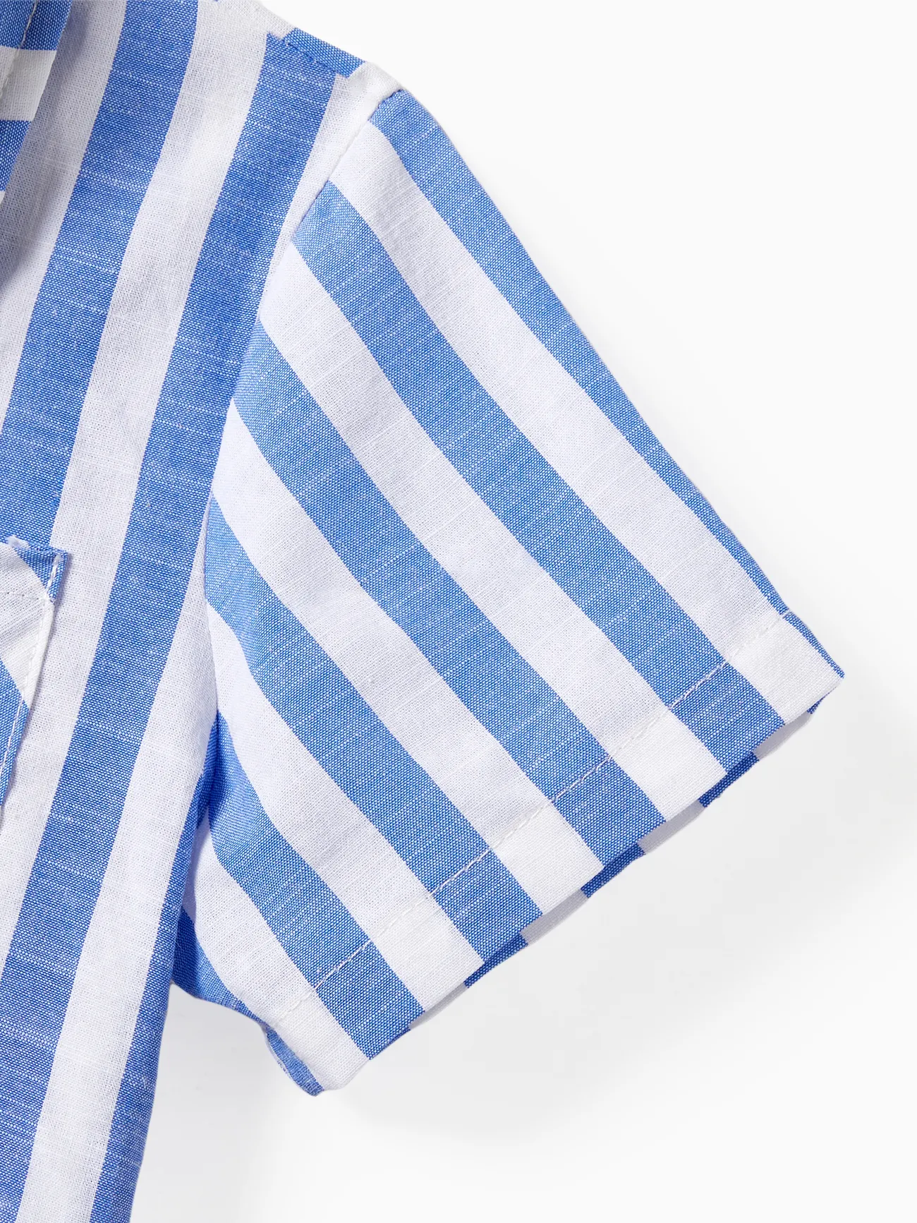 Boy - Family Matching Stripe Shirt and High Neck Halter Tiered Tassel Trim Dress Sets - Blue - image 21