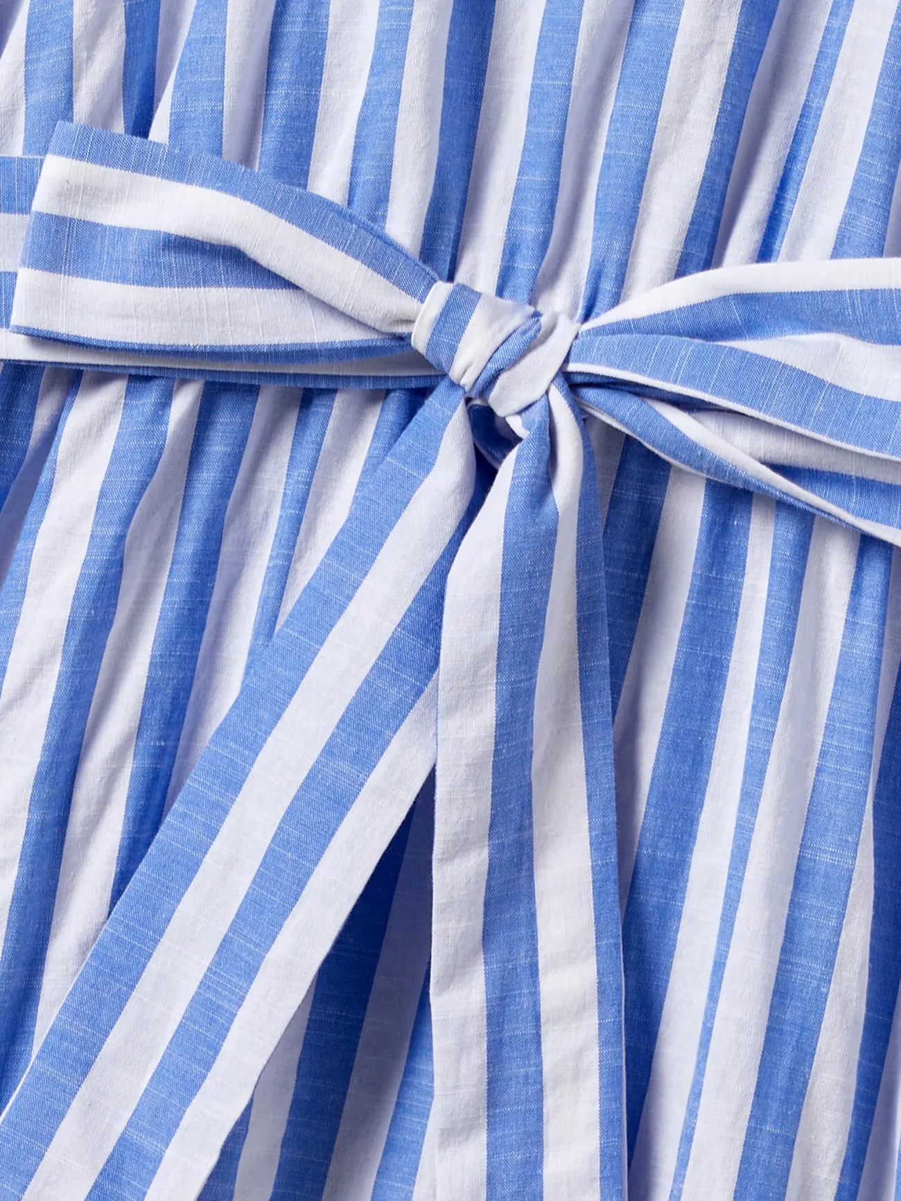 Girl - Family Matching Stripe Shirt and High Neck Halter Tiered Tassel Trim Dress Sets - Blue - image 11