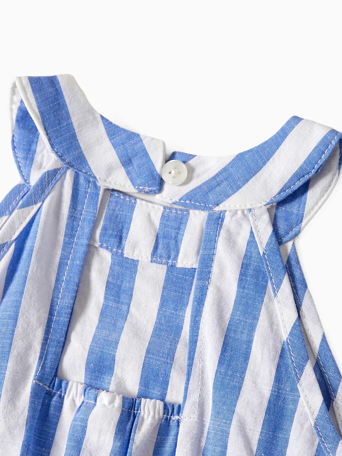 Women - Family Matching Stripe Shirt and High Neck Halter Tiered Tassel Trim Dress Sets - Blue - image 6
