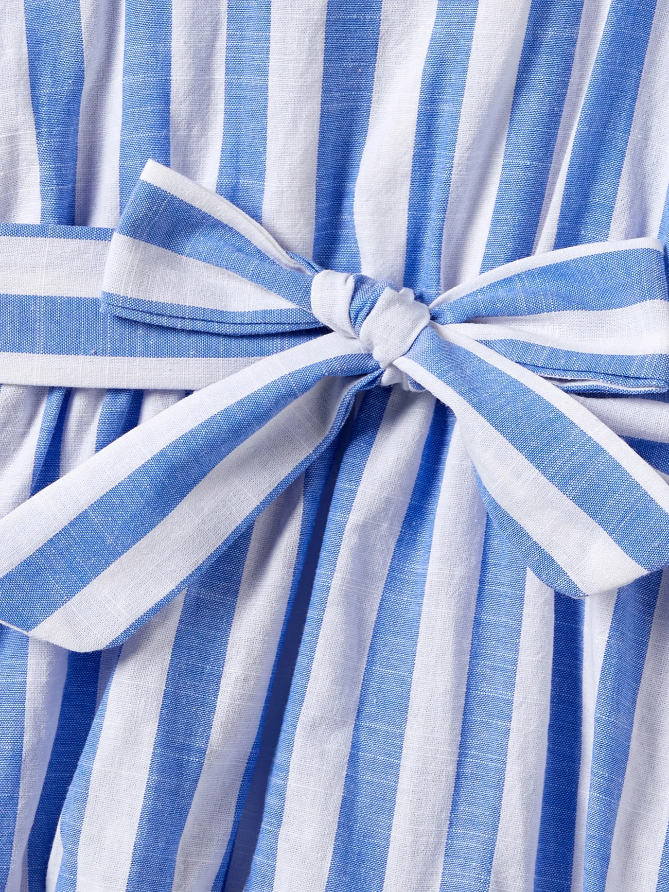 Women - Family Matching Stripe Shirt and High Neck Halter Tiered Tassel Trim Dress Sets - Blue - image 7