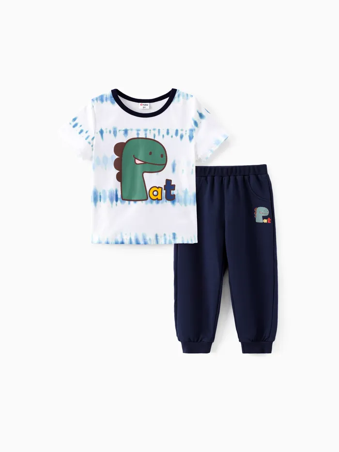 Kleinkind Junge 2-teiliges T-Shirt und Hosen-Set mit Dino-Print