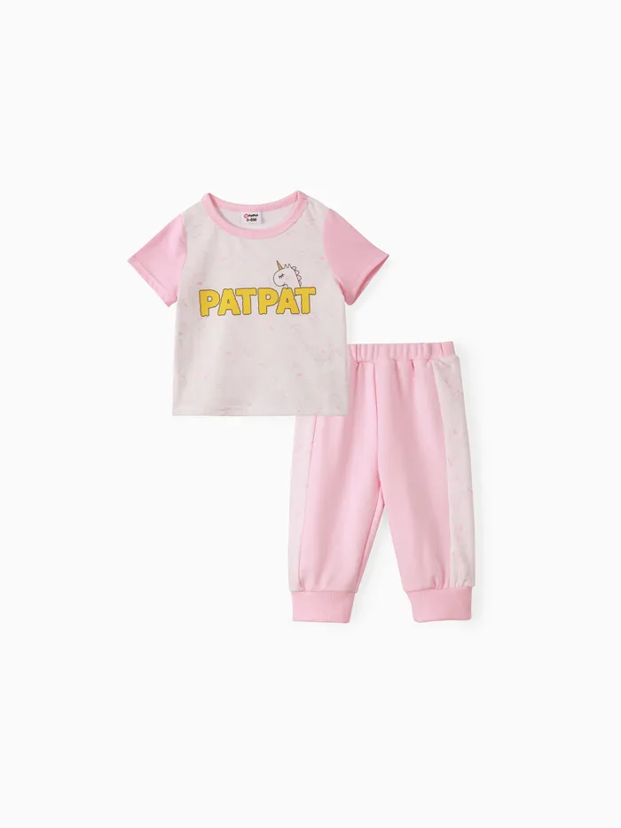 Conjunto de camiseta y pantalones con estampado de letras para bebé/niña