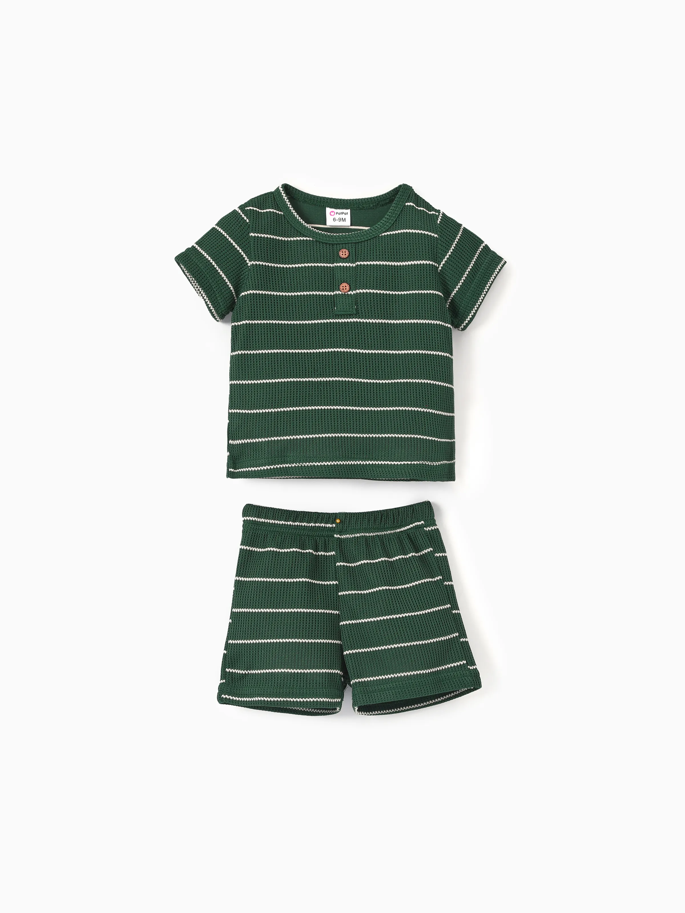 

Boy's 2pc Henley Stripe Short Sleeve Casual Set - Polyester Baby's Sets