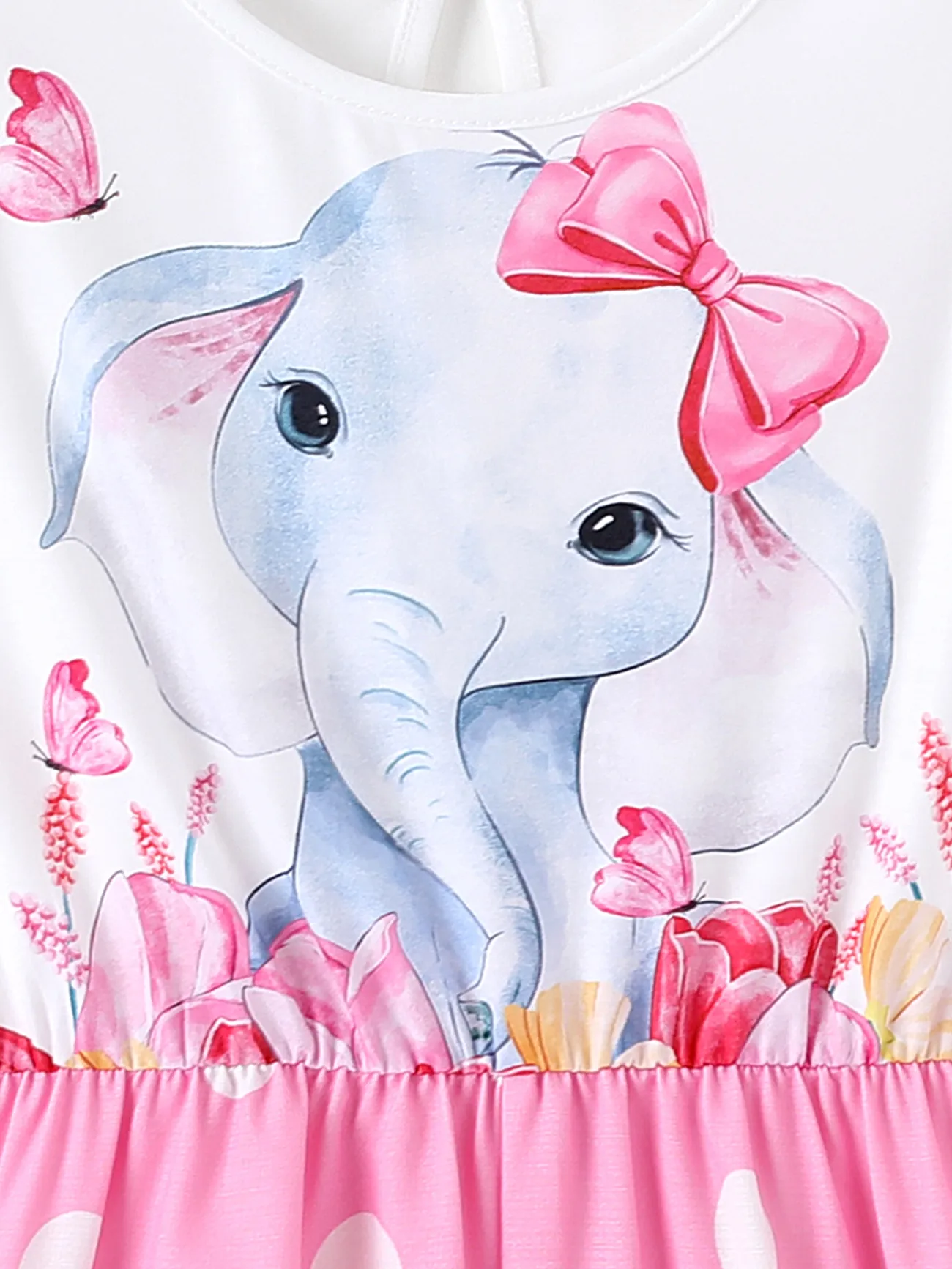 Kid Girl Elephant/Cat Print Colorblock Jumpsuit with Crossbody Bag Light Pink big image 1