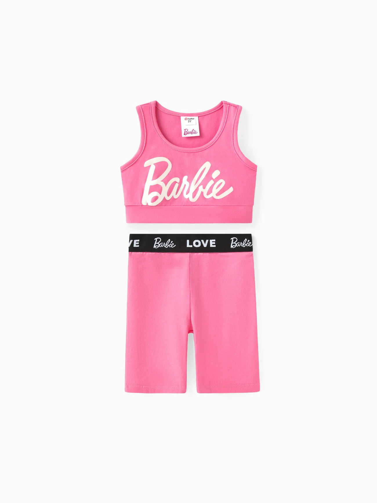Barbie 2pcs Toddler/Kid Girl Cotton Tank Top and Shorts Set Roseo big image 1