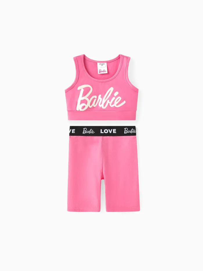 Barbie 2-teiliges Kleinkind-/Kind-Mädchen-Baumwoll-Tanktop und Shorts-Set