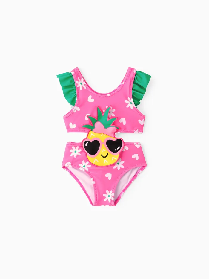 Herzform Kindliche Schwimmanzug Set mit Schmetterlingsärmel für Mädchen