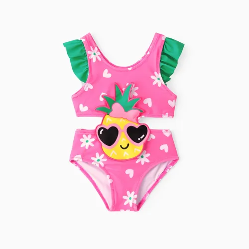 Herzform Kindliche Schwimmanzug Set mit Schmetterlingsärmel für Mädchen