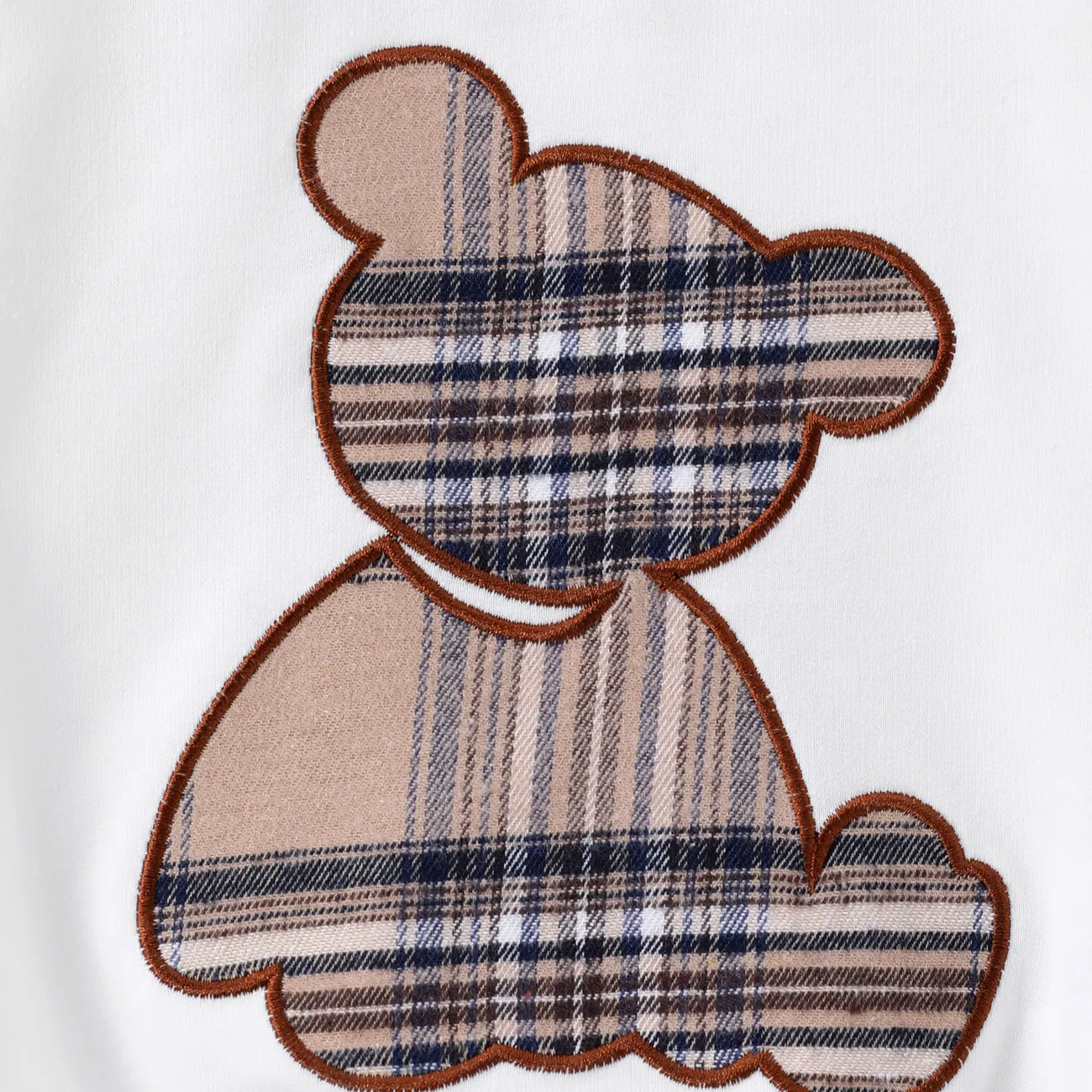 2件 嬰兒 中性 布料拼接 熊 休閒 長袖 嬰兒套裝 米白色 big image 1