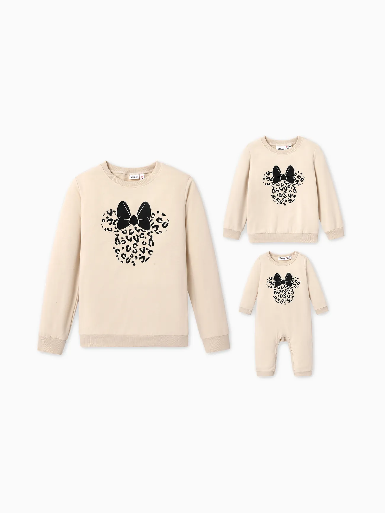 Disney Mickey and Friends Mommy and Me Character Leopard Print Long-sleeve Sweatshirt  Apricot big image 1