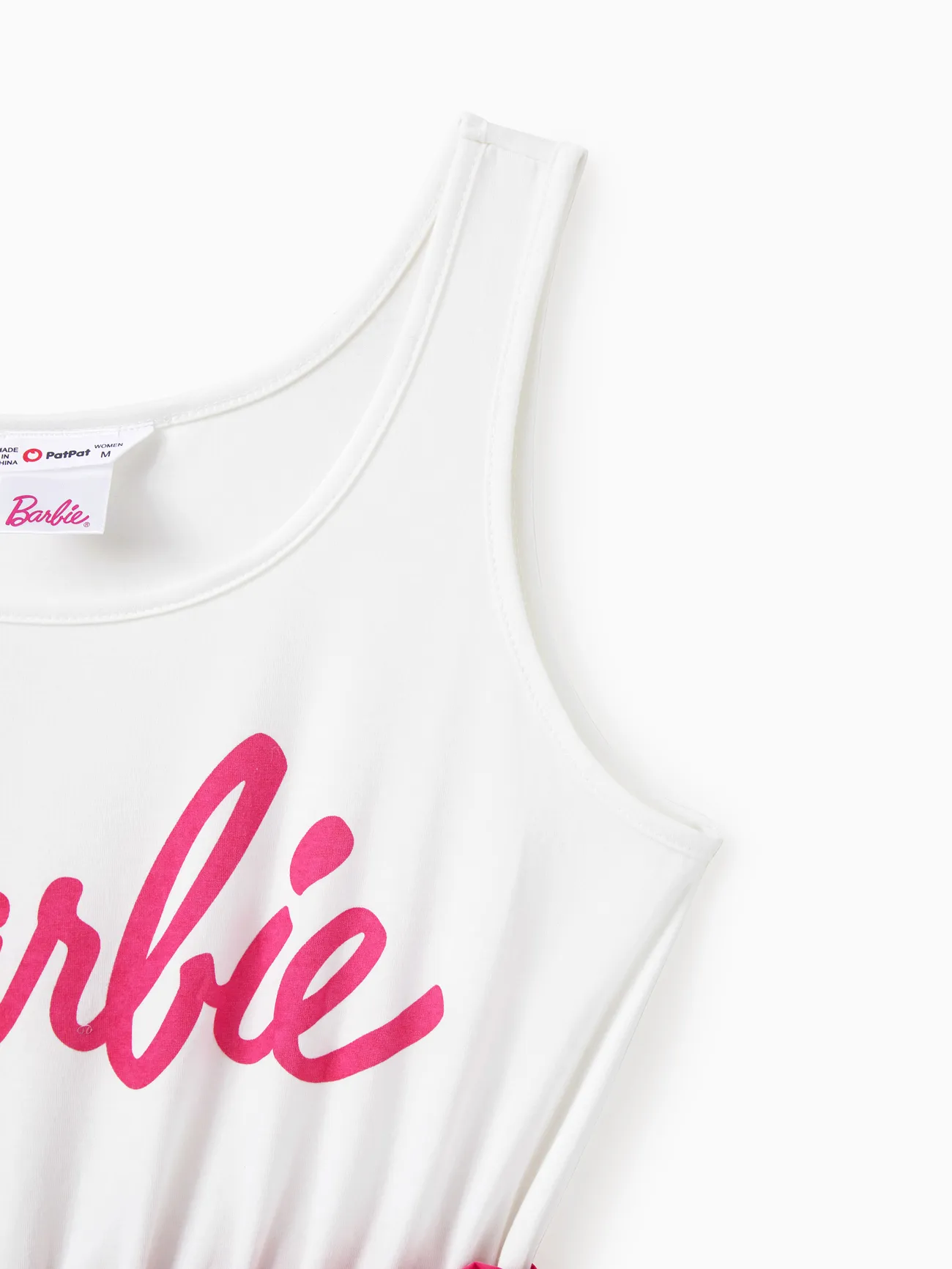 Women - Barbie Mommy and Me Letter Print Belted Combo Tank Rompers - White - image 5