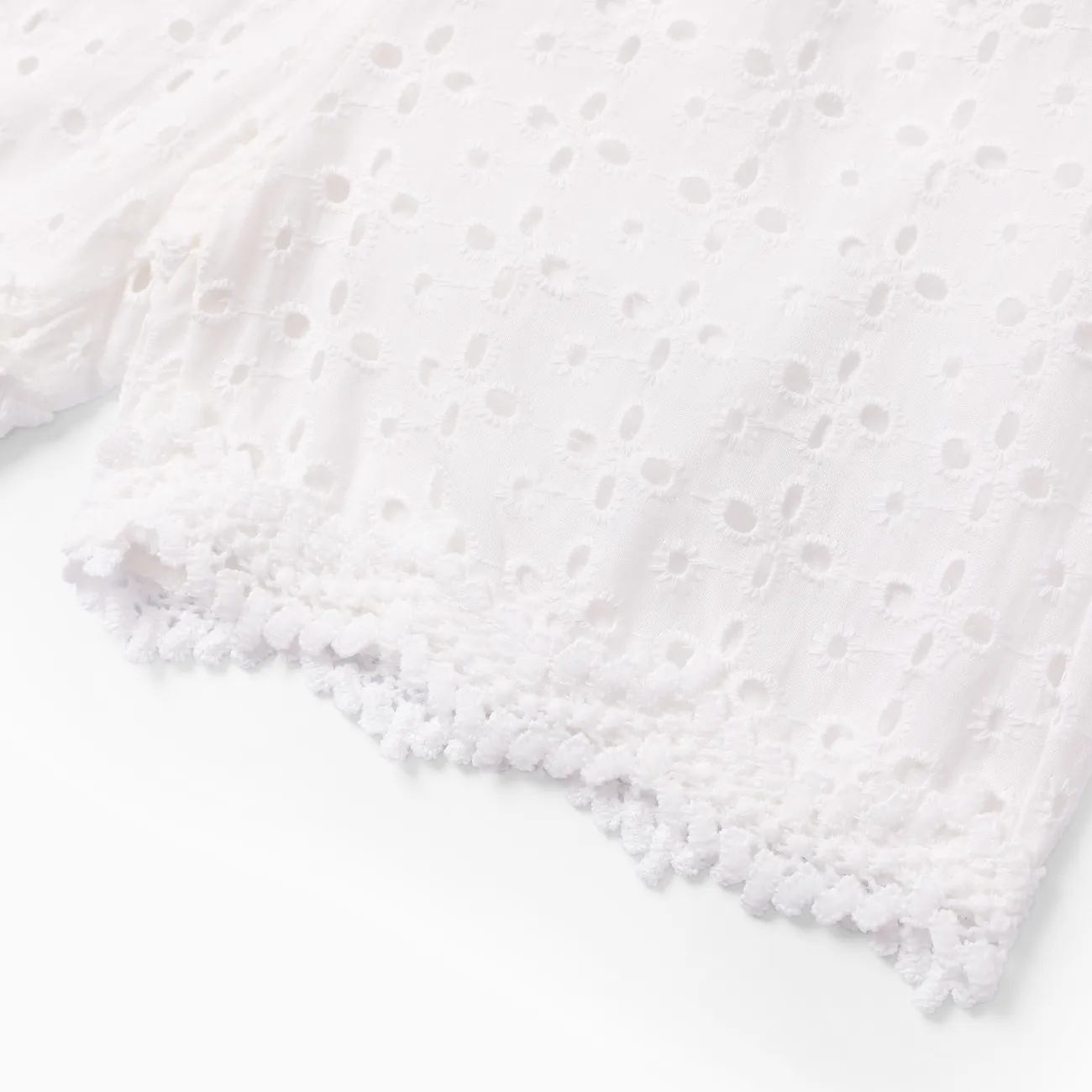 Toddler Girl 100% Cotton Lace Trim Schiffy Shorts White big image 1