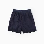 Toddler Girl 100% Cotton Lace Trim Schiffy Shorts Deep Blue
