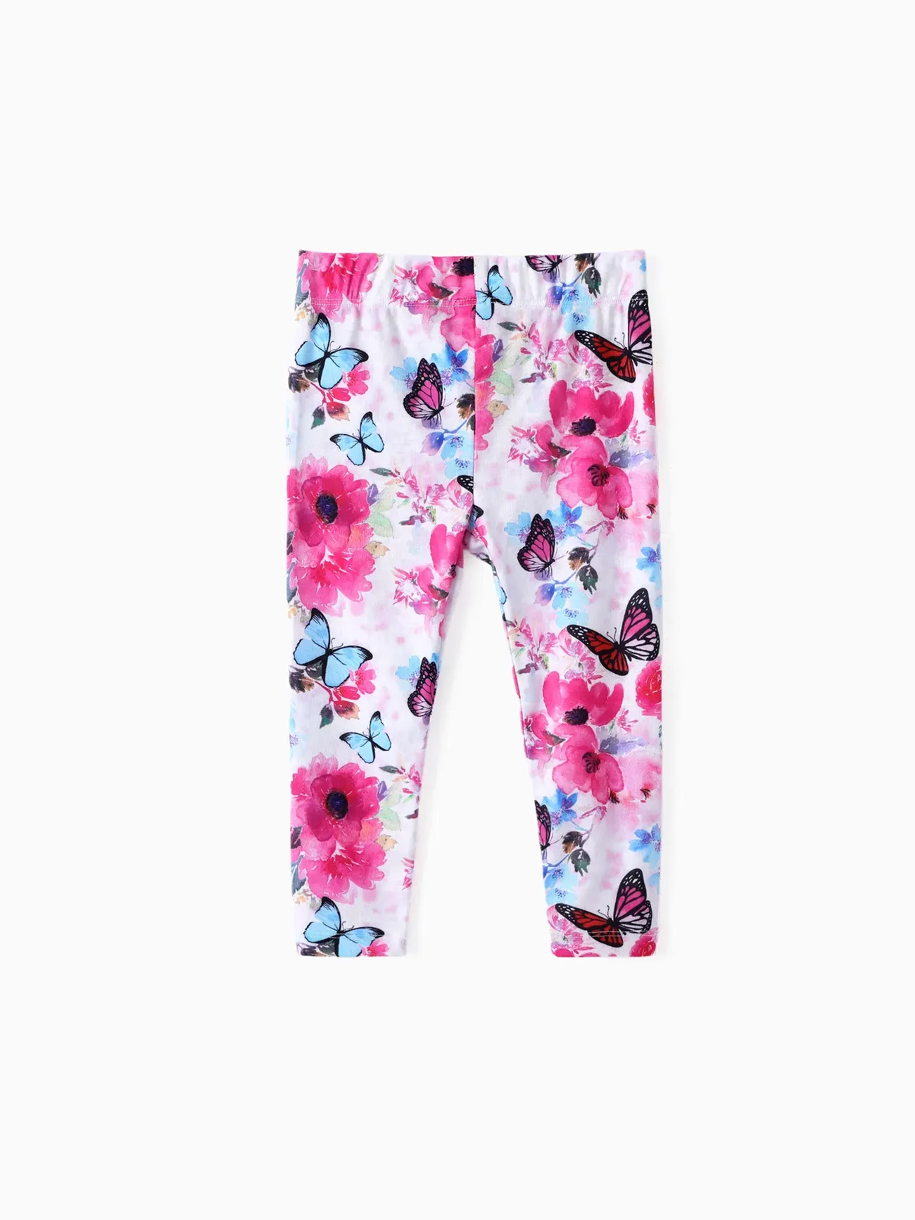 Toddler/Kid Girl 2pcs Floral Print Leggings ＆Solid Denim Jeans Set Multi-color big image 1