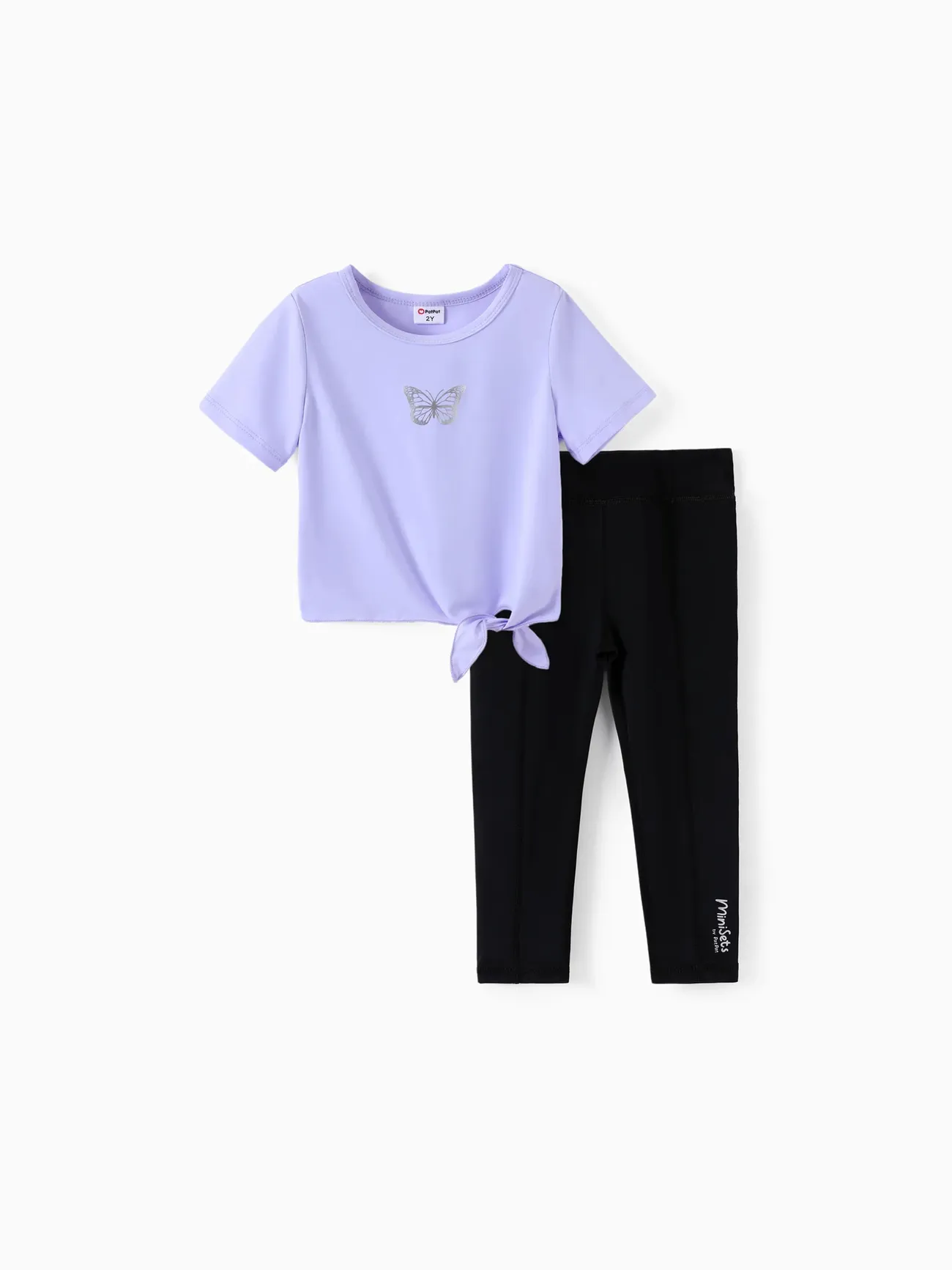 Ensemble de 2 t-shirts et leggings pour tout-petits / enfants Violet big image 1