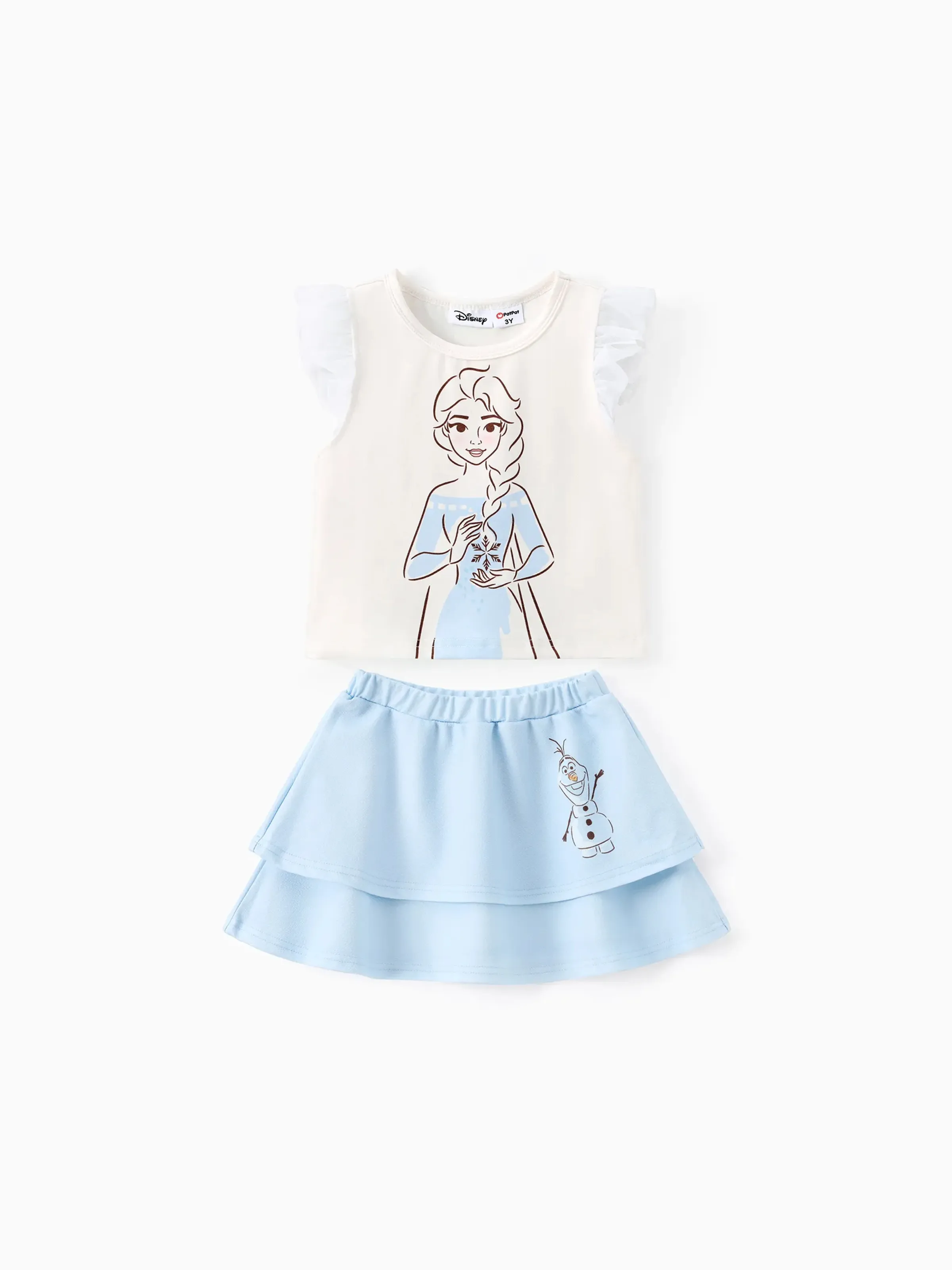 

Disney Frozen Toddler Girls Elsa/Anna 2pcs Naia™ Character Print Ruffle Top with Skirt Set