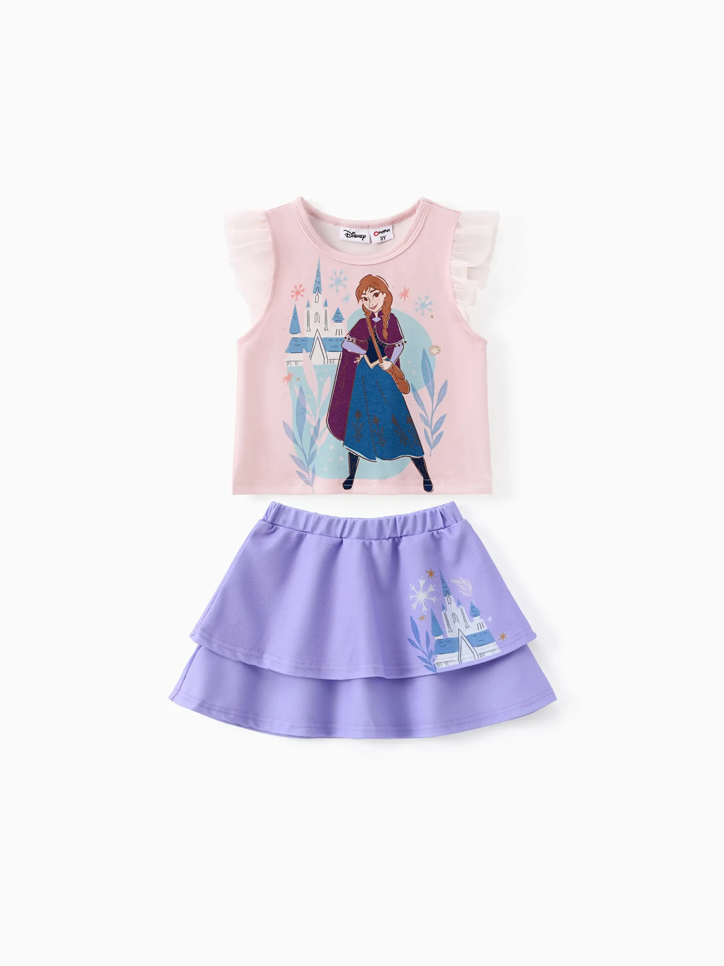 

Disney Frozen Toddler Girls Elsa/Anna 2pcs Naia™ Character Print Ruffle Top with Skirt Set