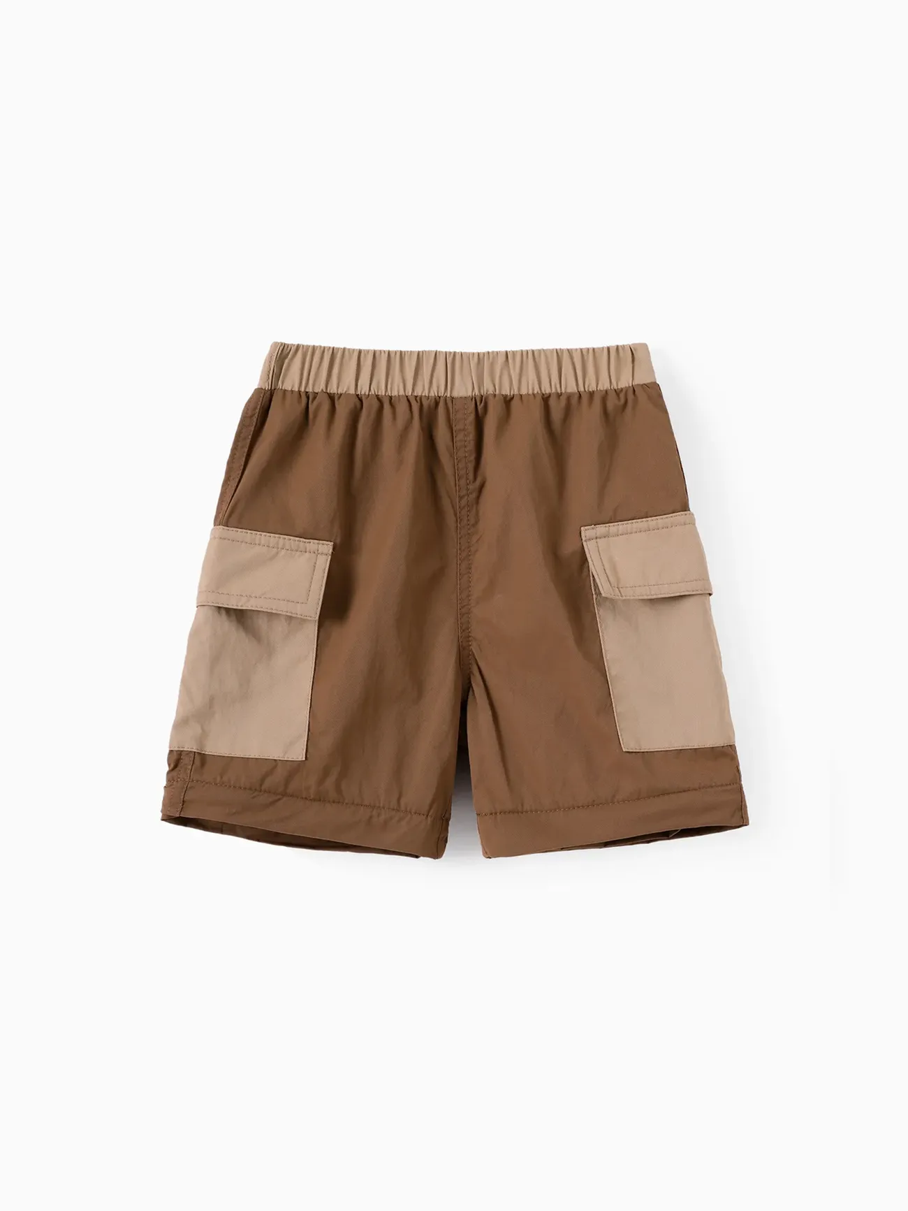 Toddler/Kid Boy 2pcs Letter Print Tee and Dirt-proof Detachable Cargo Pants Set Brown big image 1
