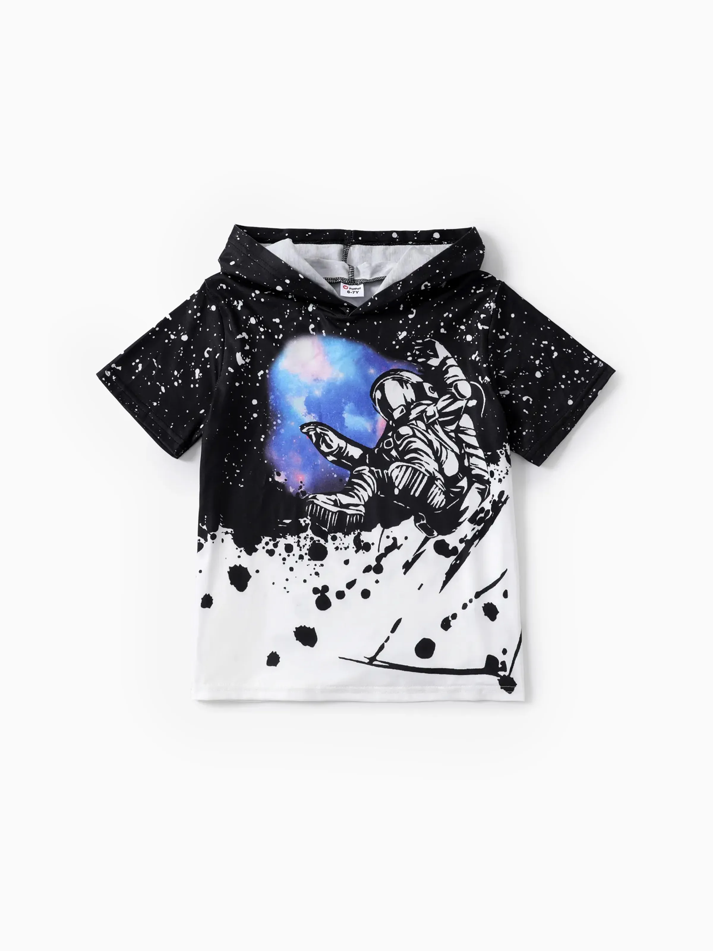 Kid Boy Childlike Space Oversized Hooded T-shirt