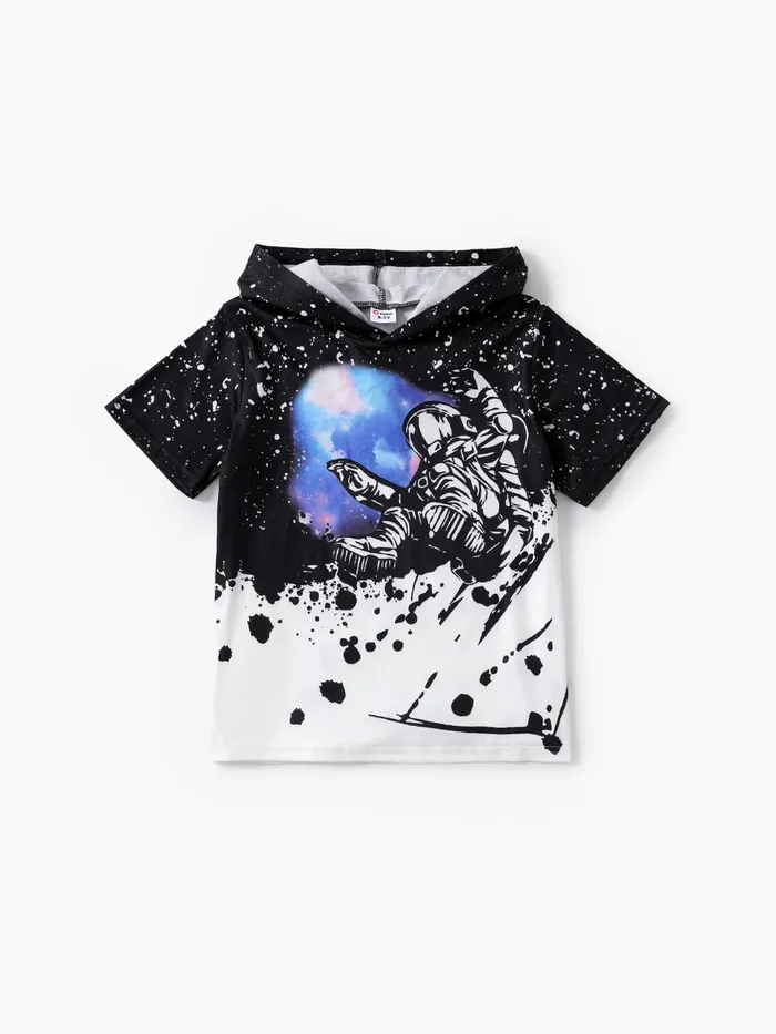 Kid Boy Childlike Space T-shirt oversize con cappuccio