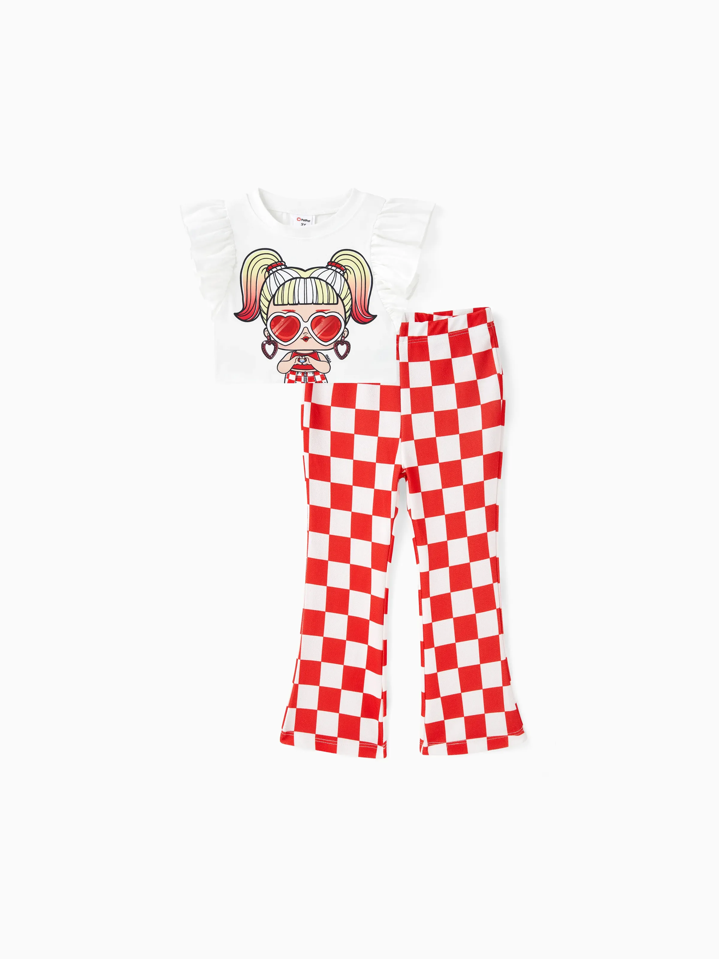 

L.O.L. SURPRISE!Toddler Girls Mother's Day 2pcs Character Print Tee and Checker Print Pants Set