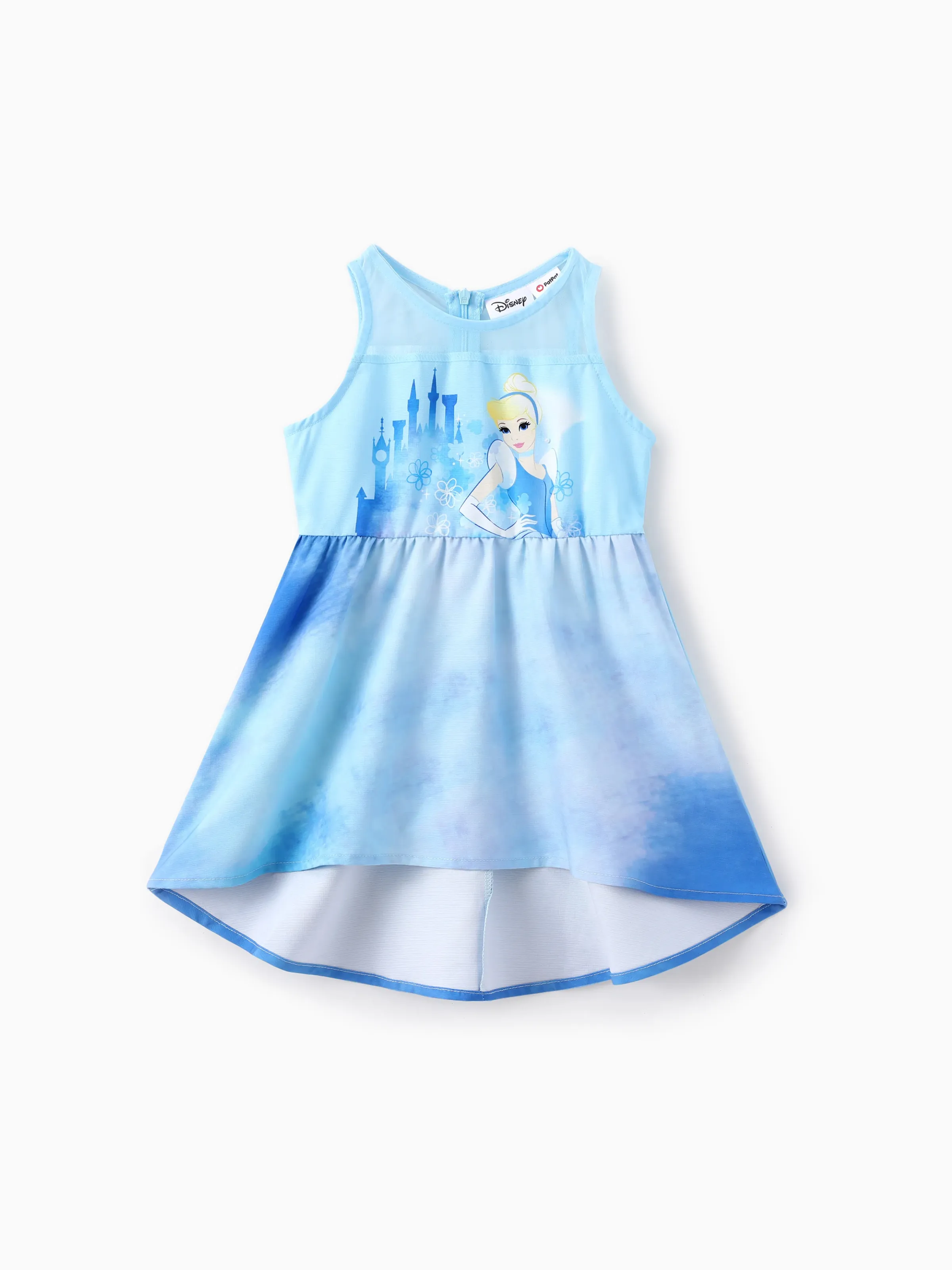 

Disney Princess Toddler Girls Ariel/Cinderella 1pc Sweet Dreamy Character Tie-dye Print Sleeveless Dress